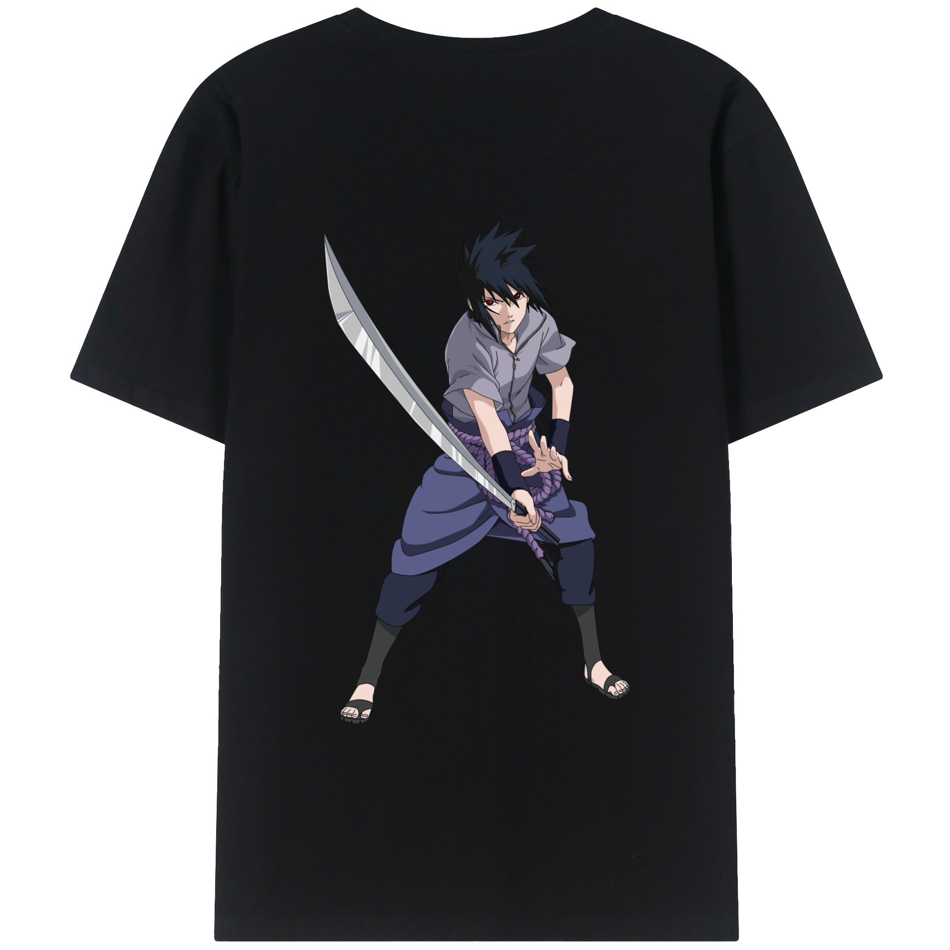 （画像用） NARUTO -ナルト- うちは サスケ Uchiha Sasuke 綿100％半袖Tシャツ（背面プリント）
