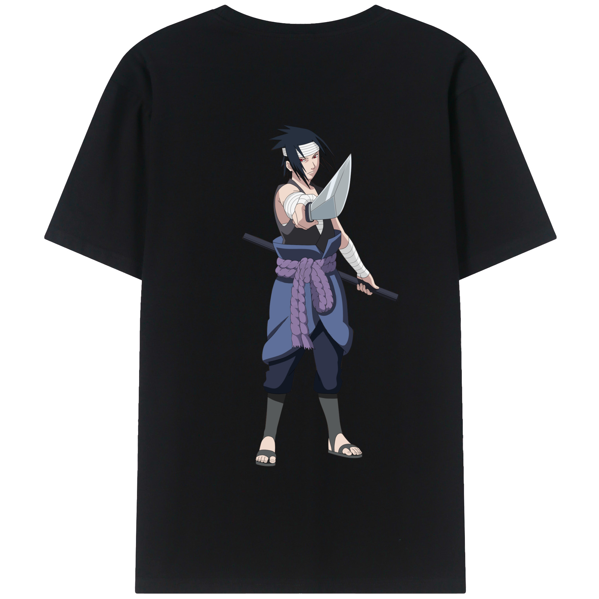 （画像用） NARUTO -ナルト- うちは サスケ Uchiha Sasuke 綿100％半袖Tシャツ（背面プリント）