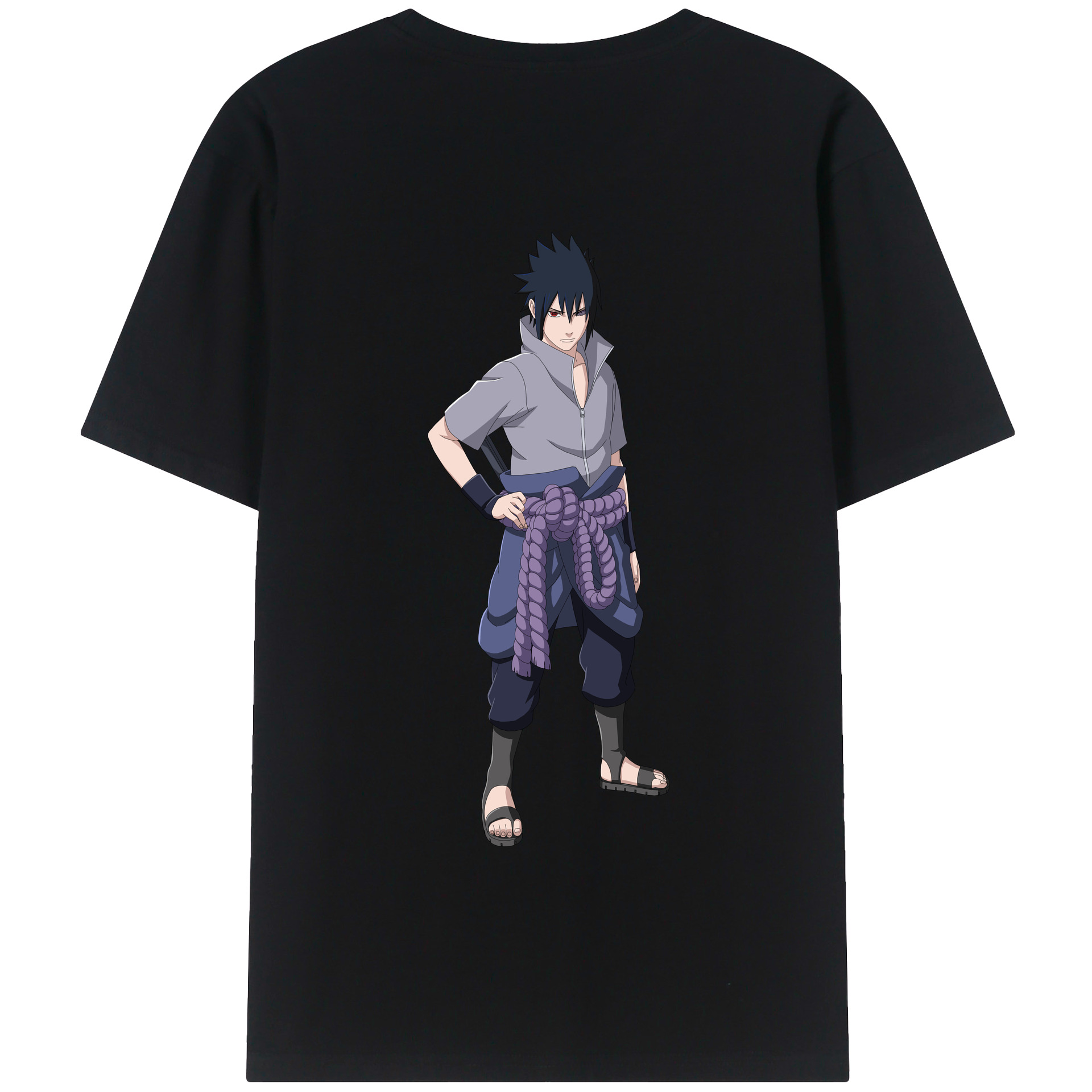 （画像用） NARUTO -ナルト- うちは サスケ Uchiha Sasuke 綿100％半袖Tシャツ（背面プリント）