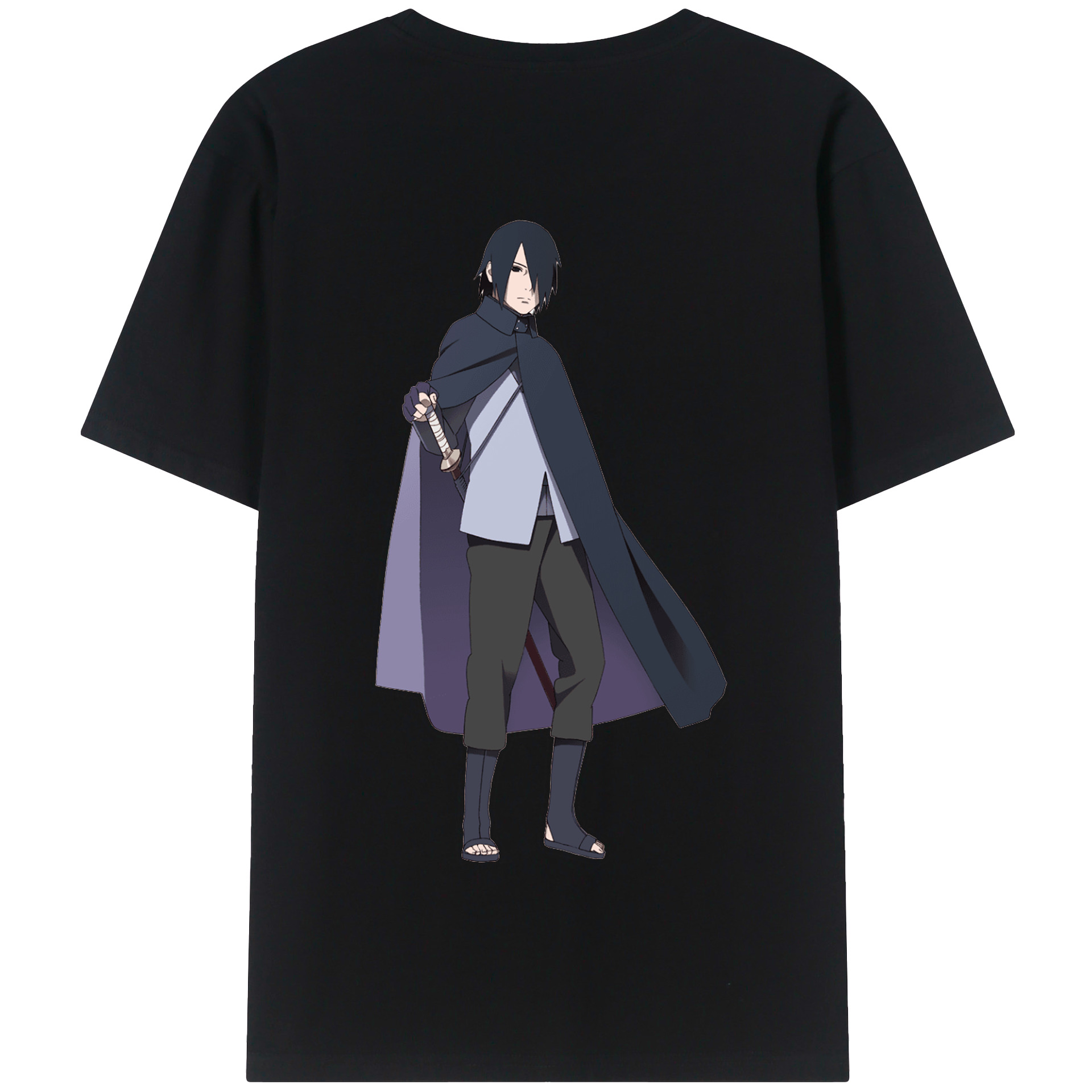 （画像用） NARUTO -ナルト- うちは サスケ Uchiha Sasuke 綿100％半袖Tシャツ（背面プリント）
