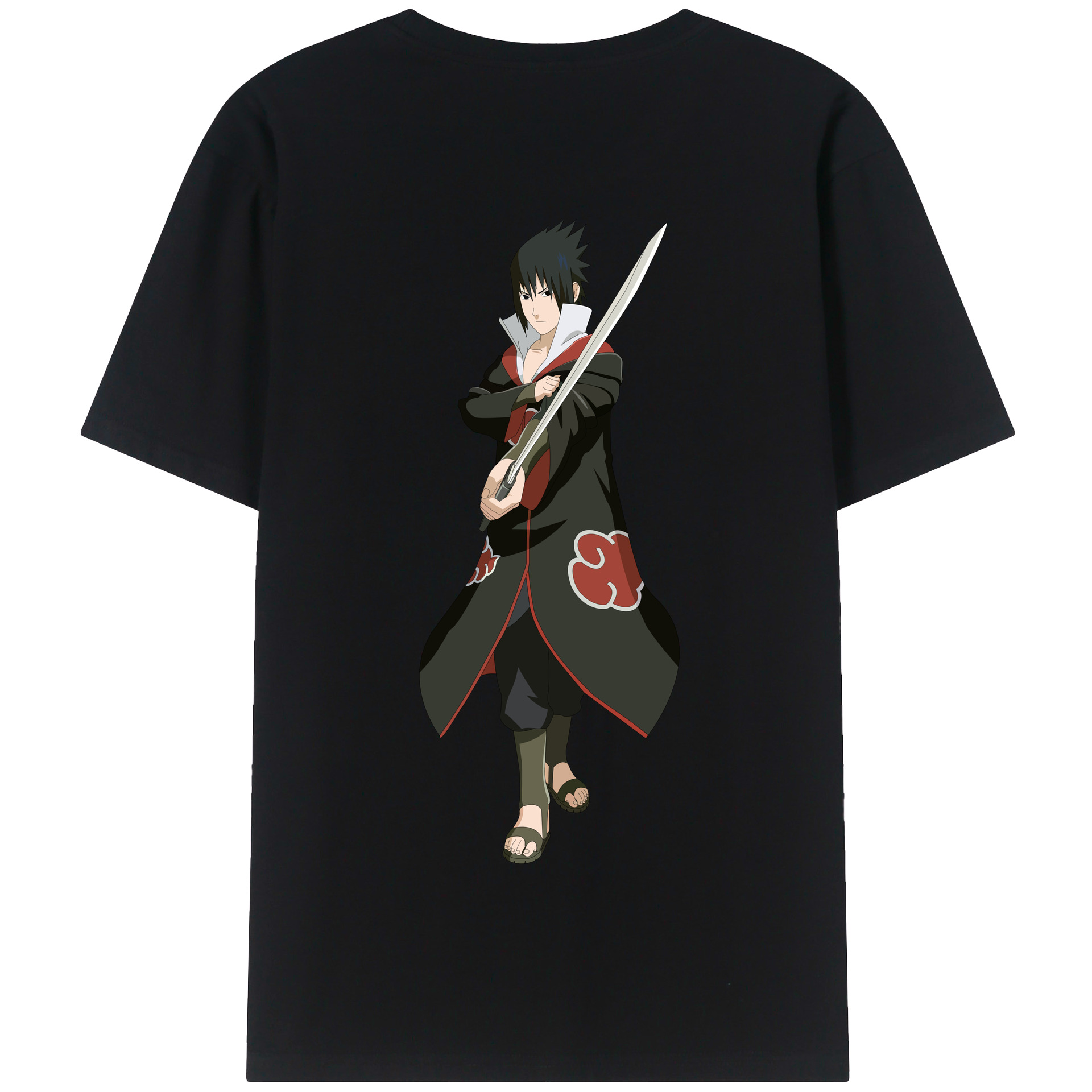（画像用） NARUTO -ナルト- うちは サスケ Uchiha Sasuke 綿100％半袖Tシャツ（背面プリント）