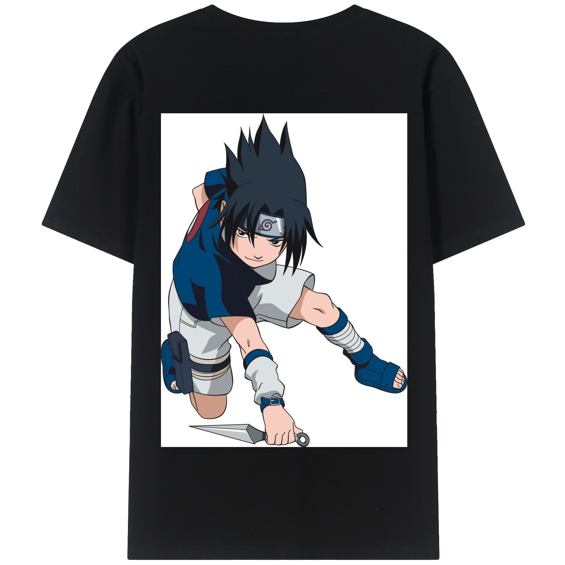 （画像用） NARUTO -ナルト- うちは サスケ Uchiha Sasuke 綿100％半袖Tシャツ（背面プリント）