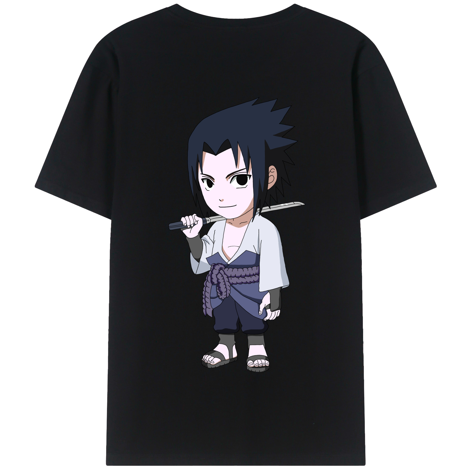 （画像用） NARUTO -ナルト- うちは サスケ Uchiha Sasuke 綿100％半袖Tシャツ（背面プリント）