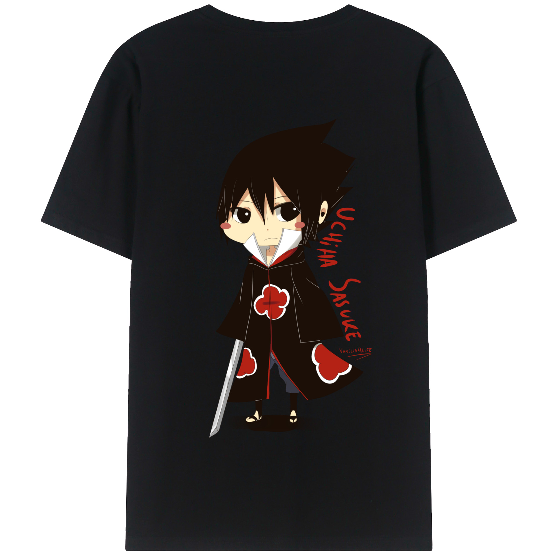 （画像用） NARUTO -ナルト- うちは サスケ Uchiha Sasuke 綿100％半袖Tシャツ（背面プリント）