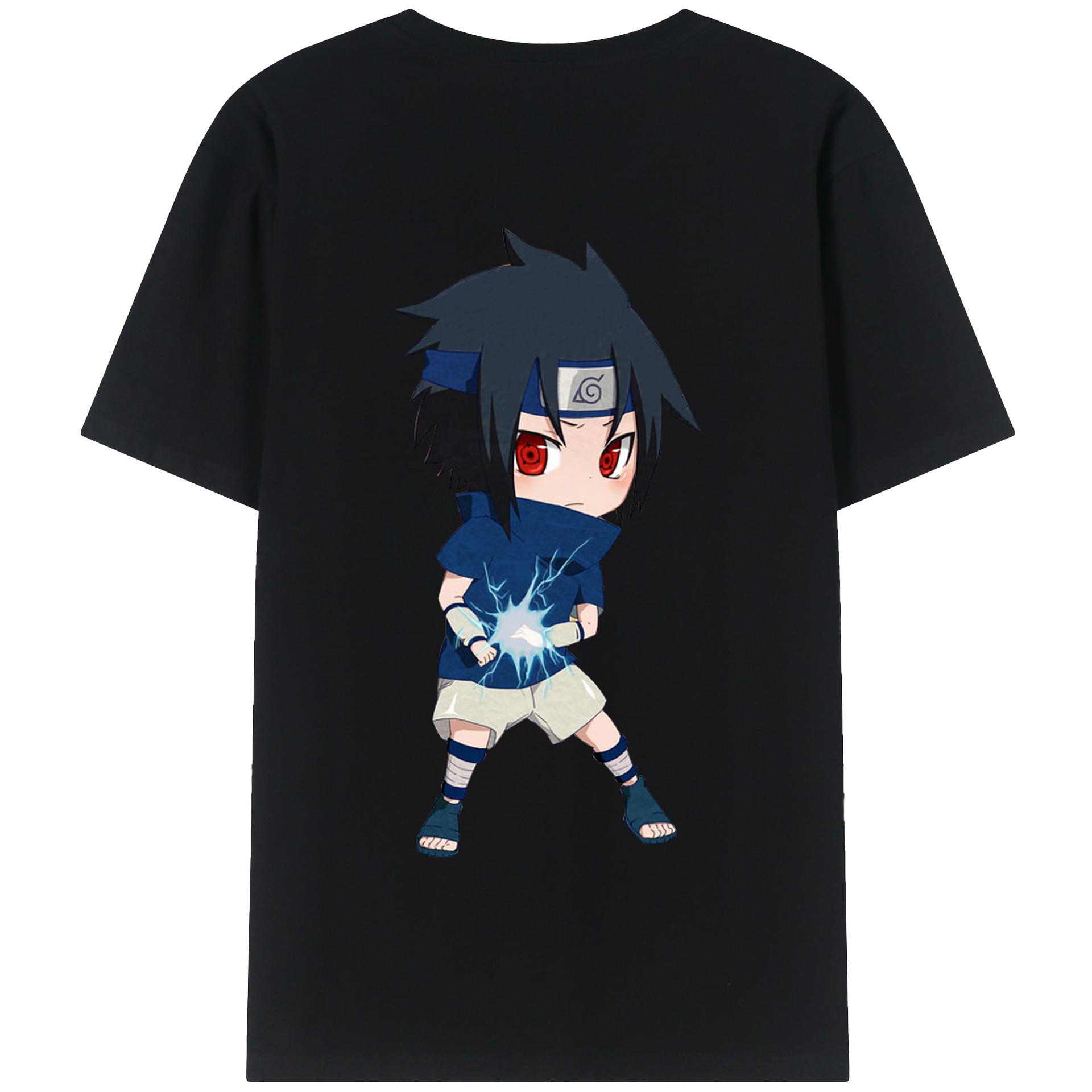 （画像用） NARUTO -ナルト- うちは サスケ Uchiha Sasuke 綿100％半袖Tシャツ（背面プリント）