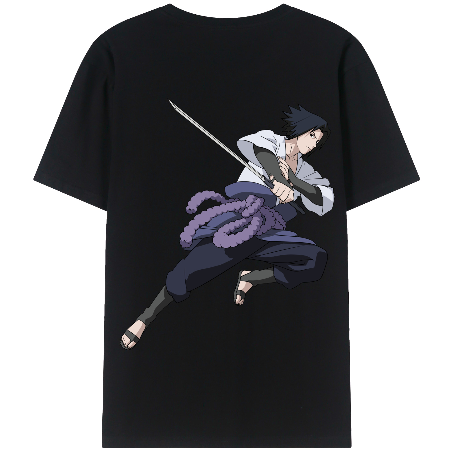 （画像用） NARUTO -ナルト- うちは サスケ Uchiha Sasuke 綿100％半袖Tシャツ（背面プリント）