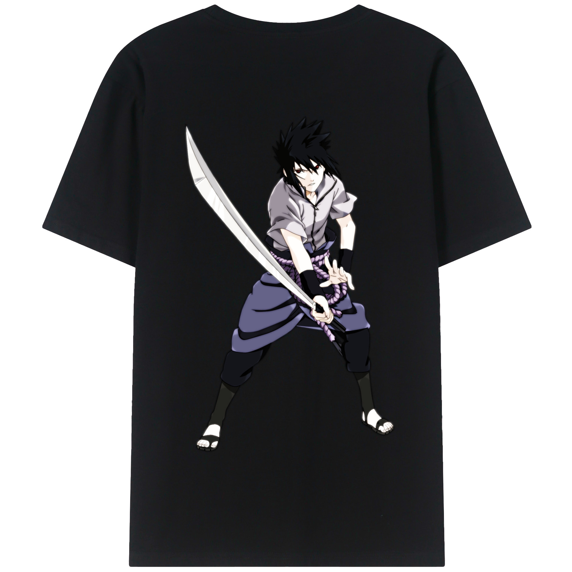 （画像用） NARUTO -ナルト- うちは サスケ Uchiha Sasuke 綿100％半袖Tシャツ（背面プリント）