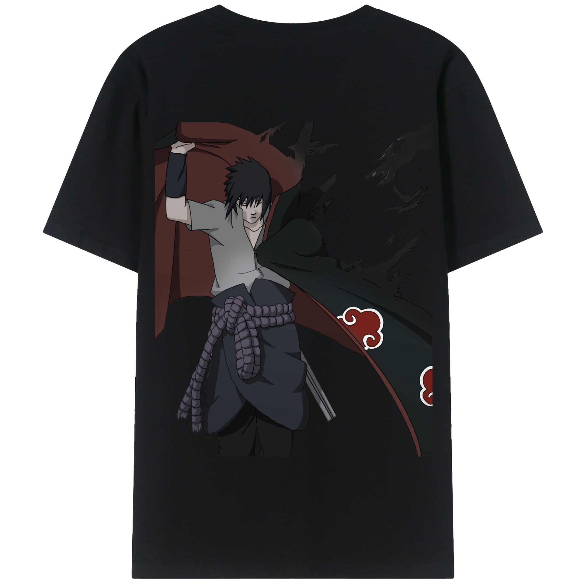 （画像用） NARUTO -ナルト- うちは サスケ Uchiha Sasuke 綿100％半袖Tシャツ（背面プリント）