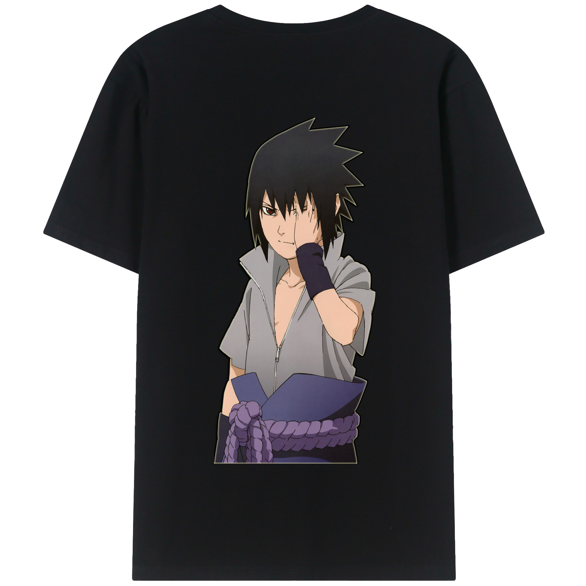 （画像用） NARUTO -ナルト- うちは サスケ Uchiha Sasuke 綿100％半袖Tシャツ（背面プリント）