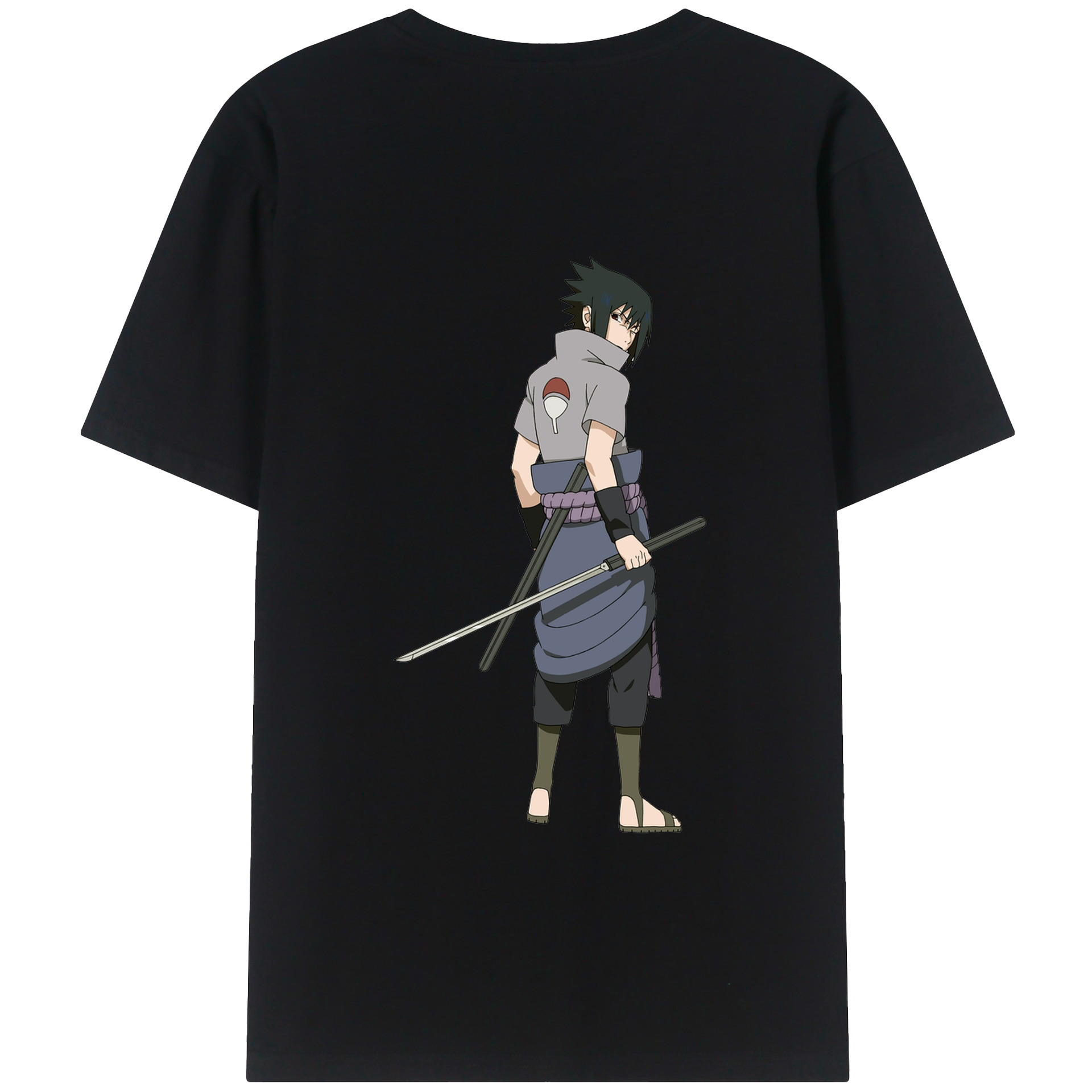 （画像用） NARUTO -ナルト- うちは サスケ Uchiha Sasuke 綿100％半袖Tシャツ（背面プリント）