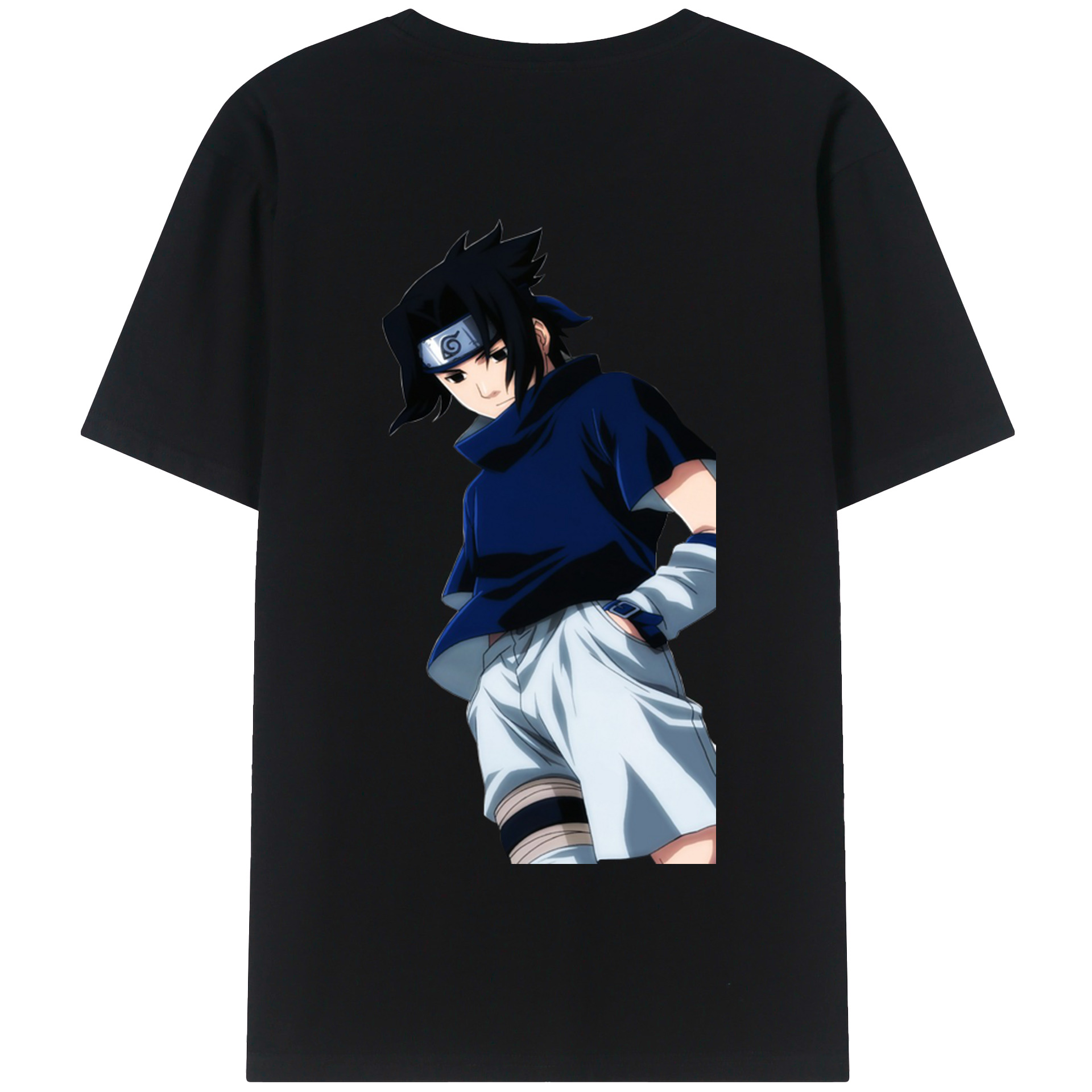 （画像用） NARUTO -ナルト- うちは サスケ Uchiha Sasuke 綿100％半袖Tシャツ（背面プリント）