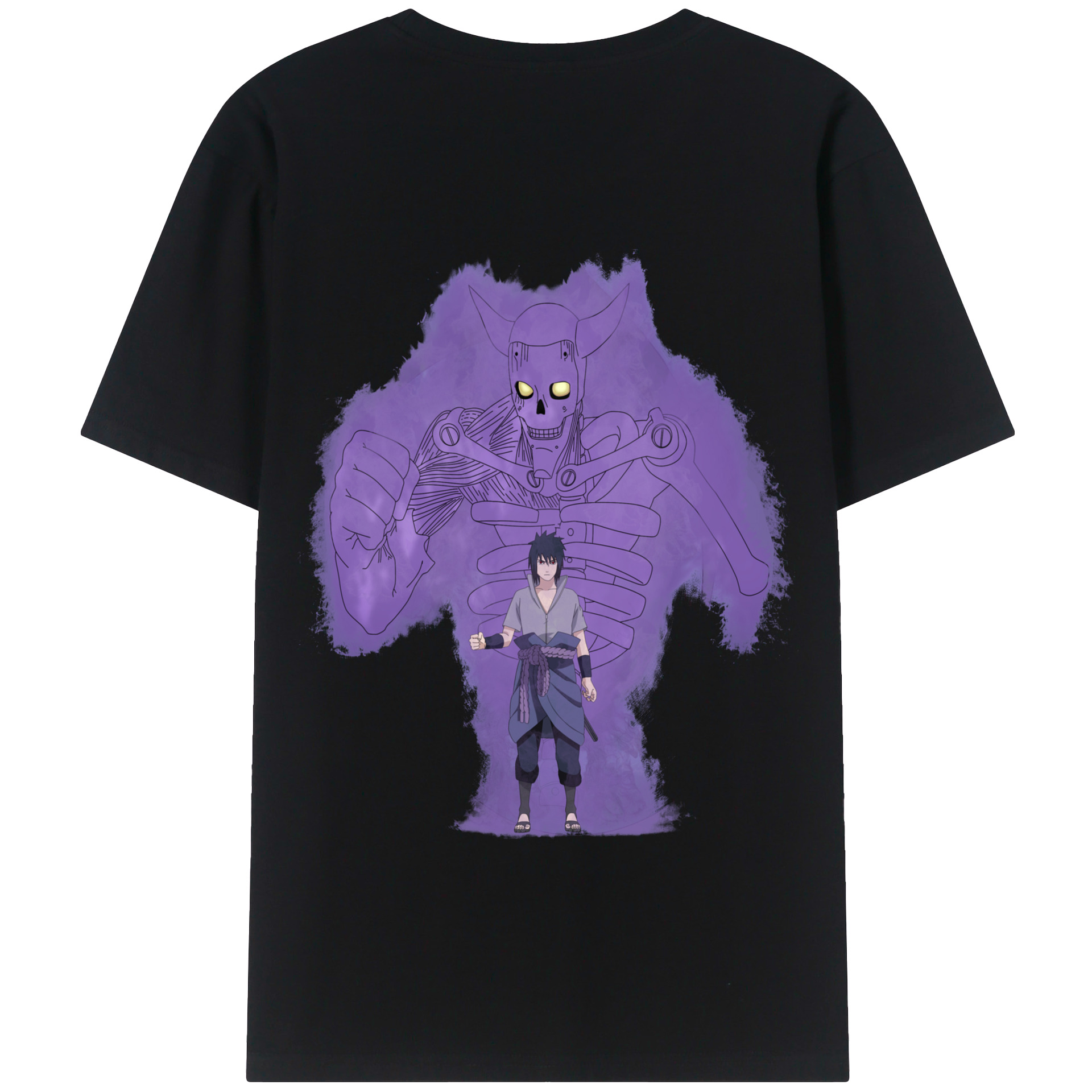 （画像用） NARUTO -ナルト- うちは サスケ Uchiha Sasuke 綿100％半袖Tシャツ（背面プリント）