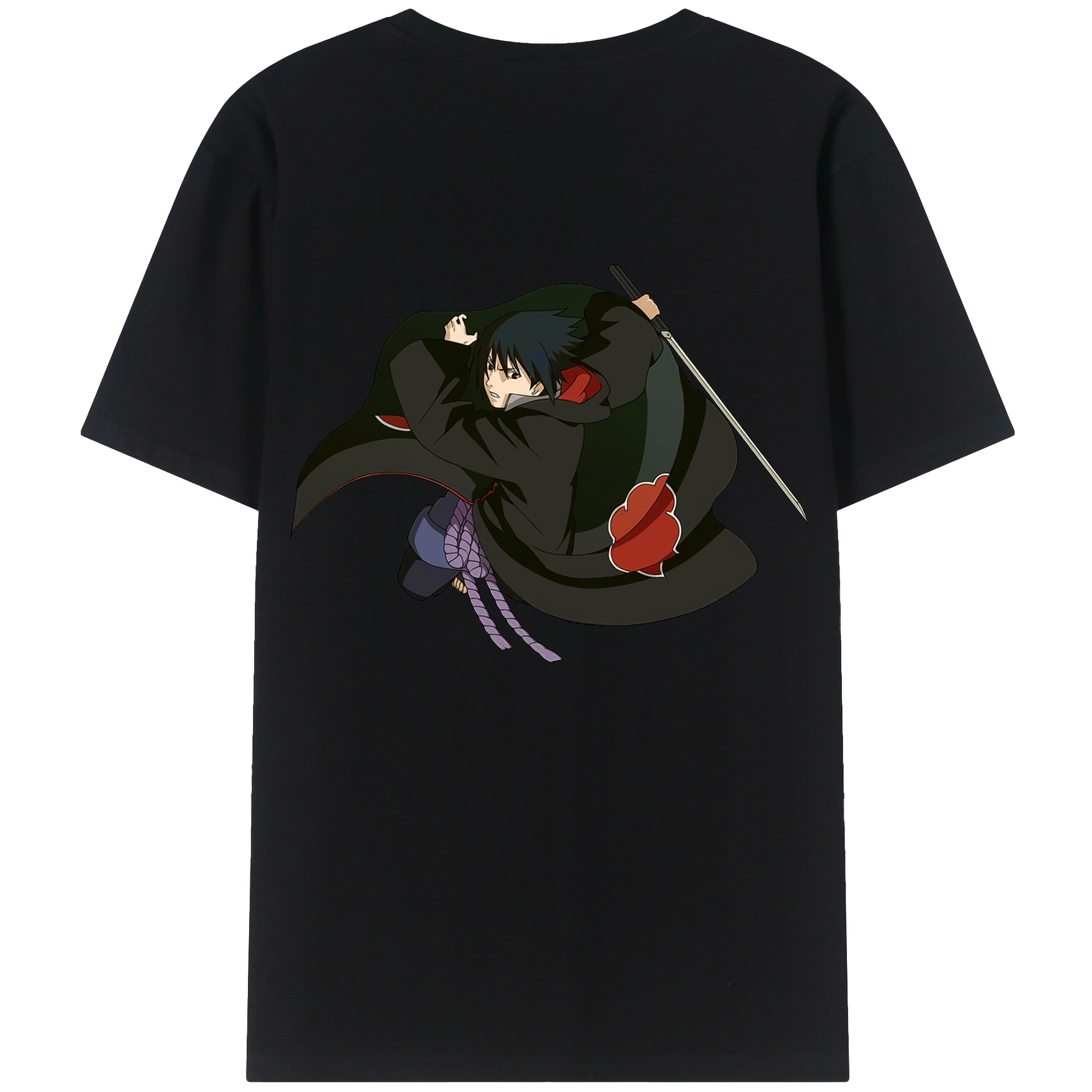 （画像用） NARUTO -ナルト- うちは サスケ Uchiha Sasuke 綿100％半袖Tシャツ（背面プリント）