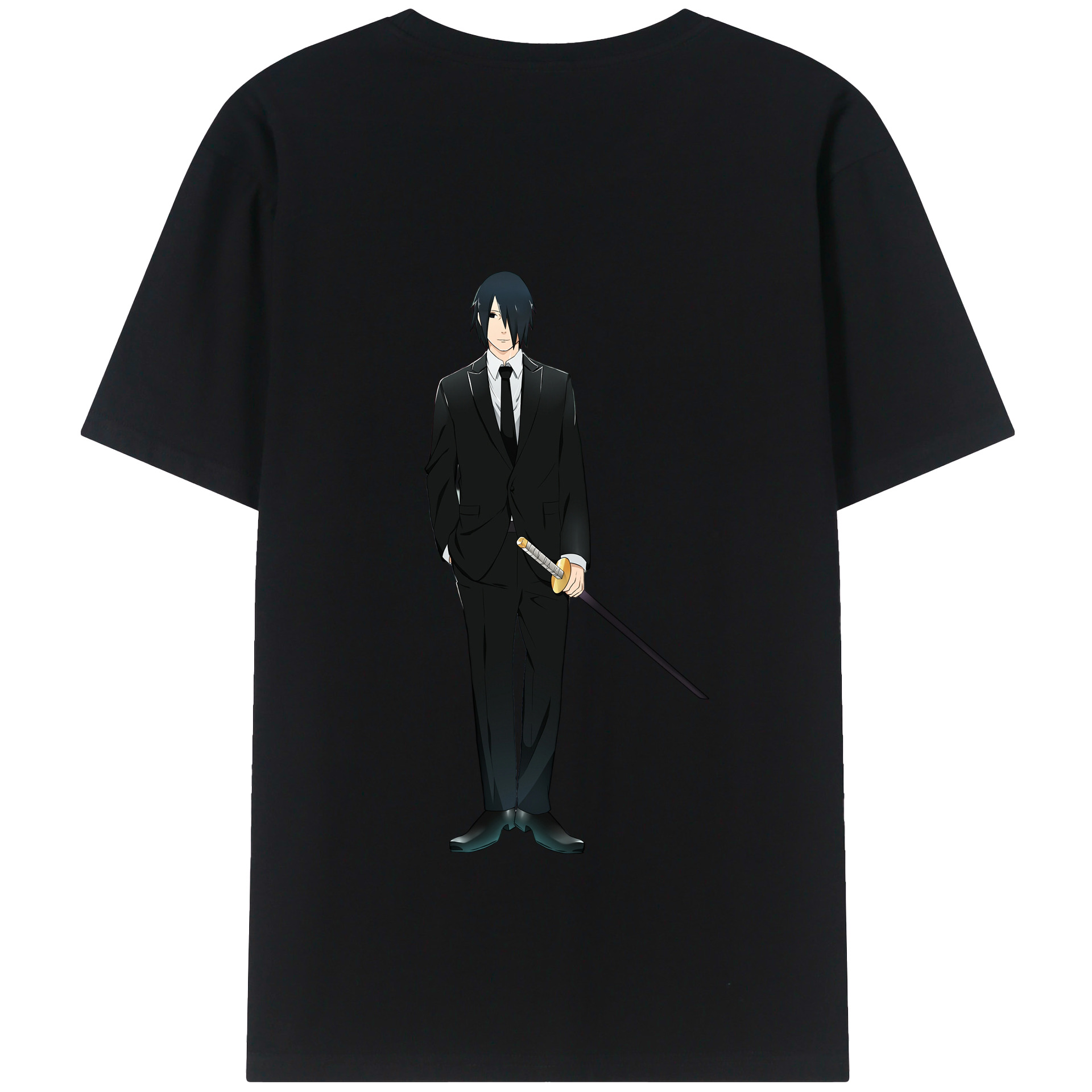 （画像用） NARUTO -ナルト- うちは サスケ Uchiha Sasuke 綿100％半袖Tシャツ（背面プリント）