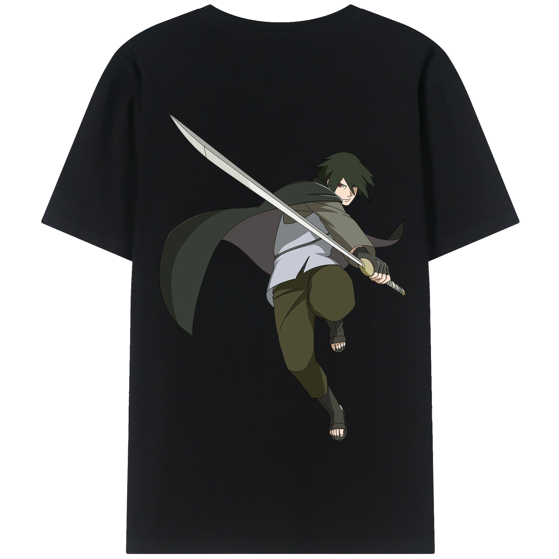 （画像用） NARUTO -ナルト- うちは サスケ Uchiha Sasuke 綿100％半袖Tシャツ（背面プリント）