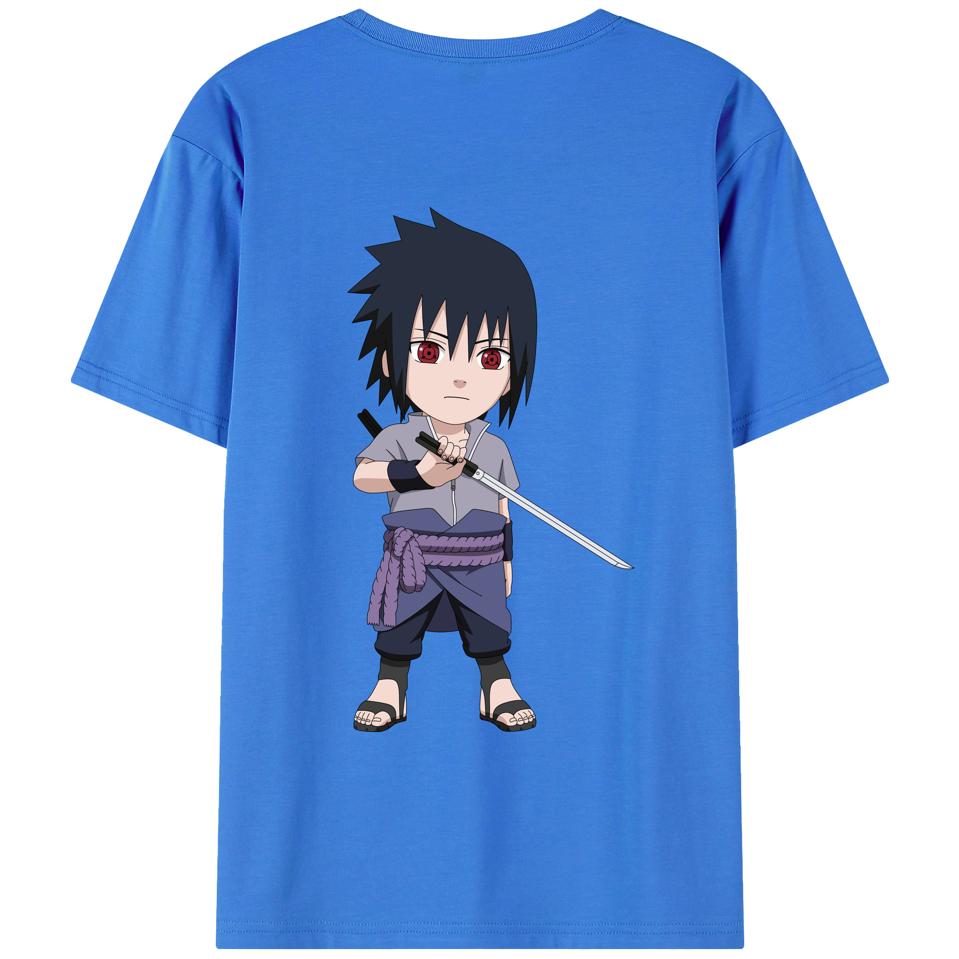 （画像用） NARUTO -ナルト- うちは サスケ Uchiha Sasuke 綿100％半袖Tシャツ（背面プリント）