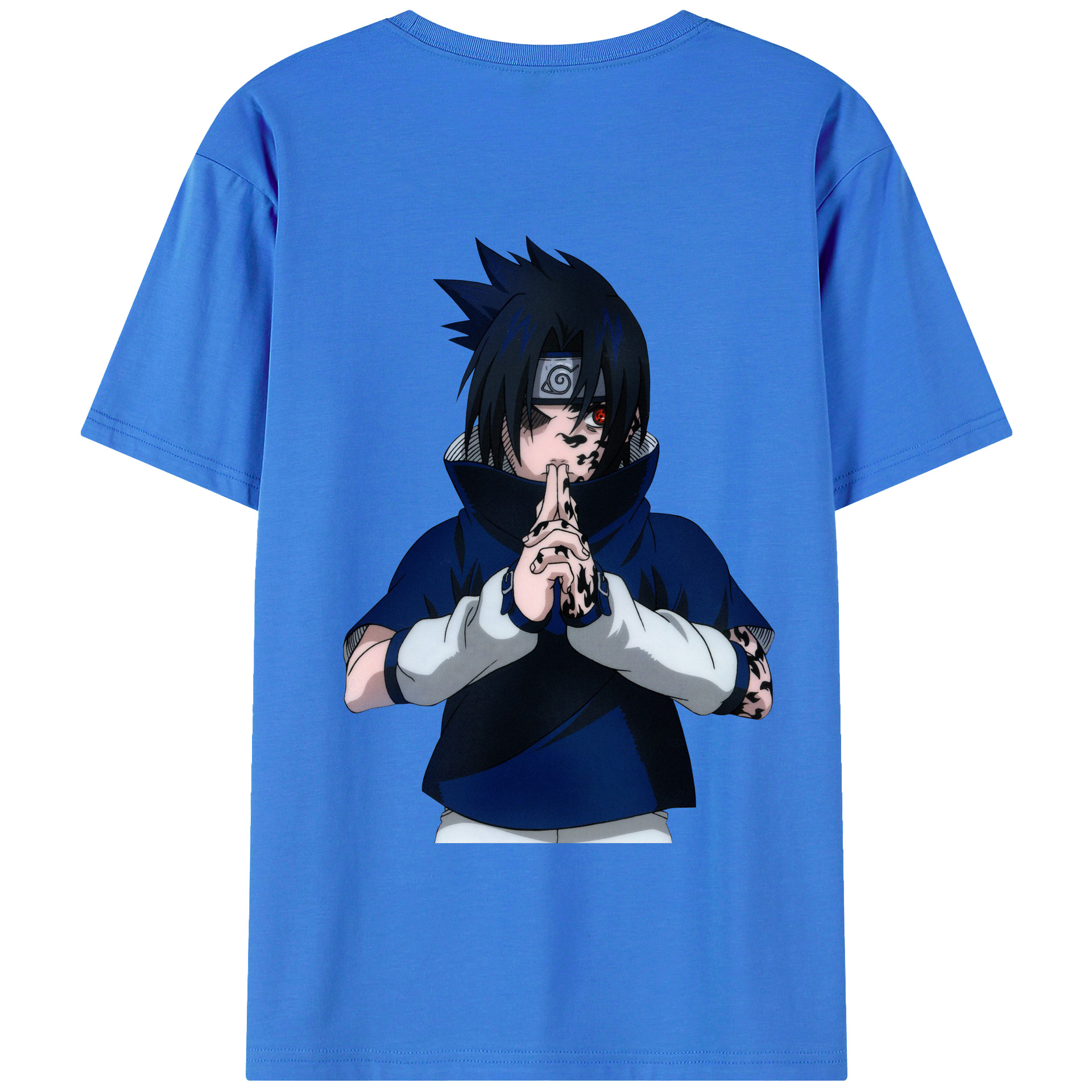 （画像用） NARUTO -ナルト- うちは サスケ Uchiha Sasuke 綿100％半袖Tシャツ（背面プリント）