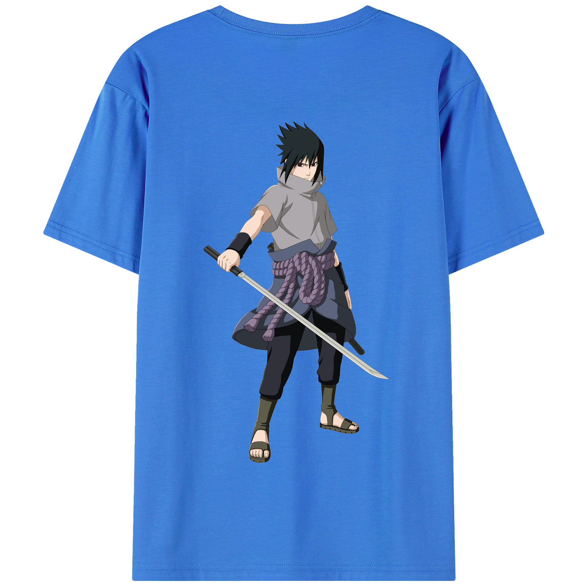 （画像用） NARUTO -ナルト- うちは サスケ Uchiha Sasuke 綿100％半袖Tシャツ（背面プリント）