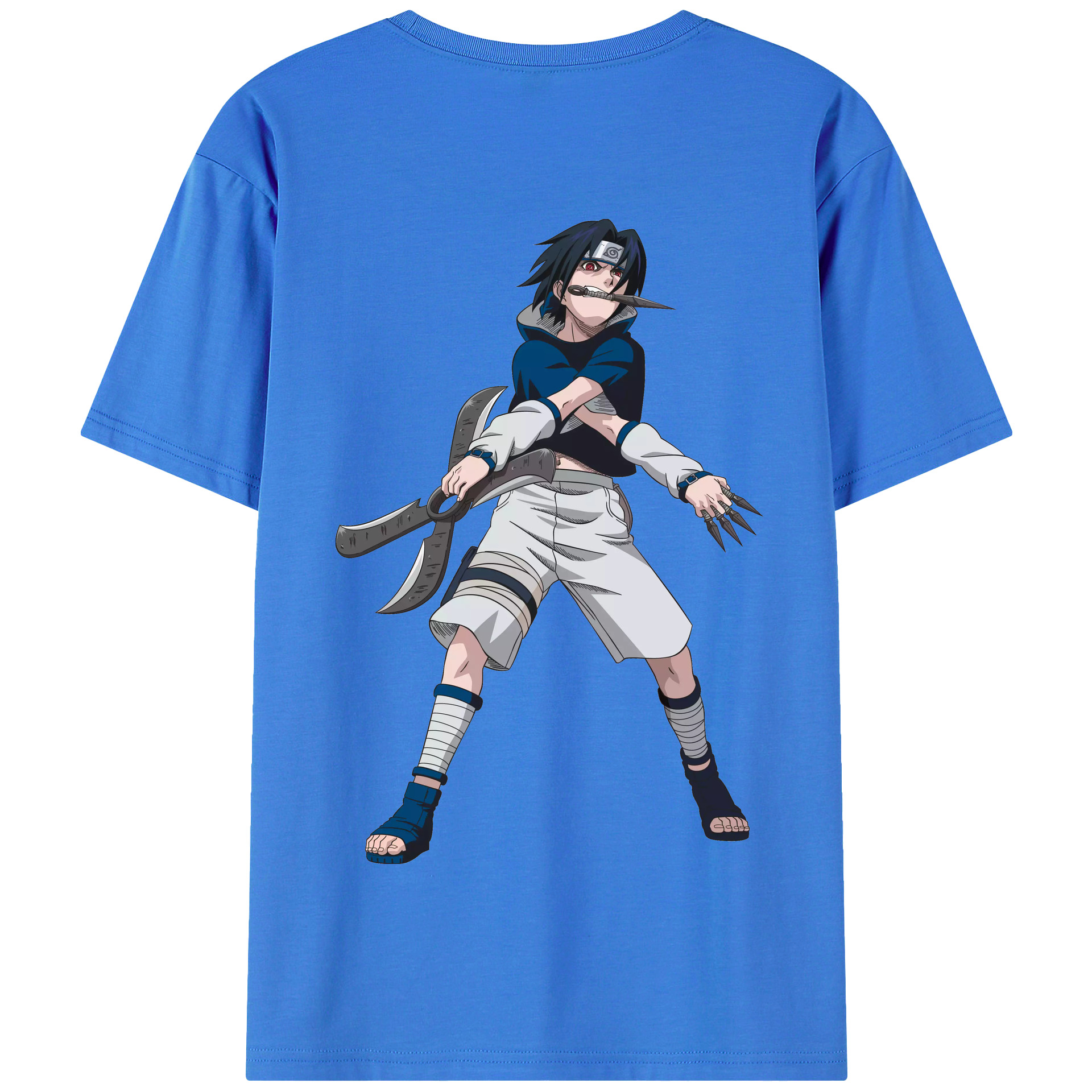 （画像用） NARUTO -ナルト- うちは サスケ Uchiha Sasuke 綿100％半袖Tシャツ（背面プリント）