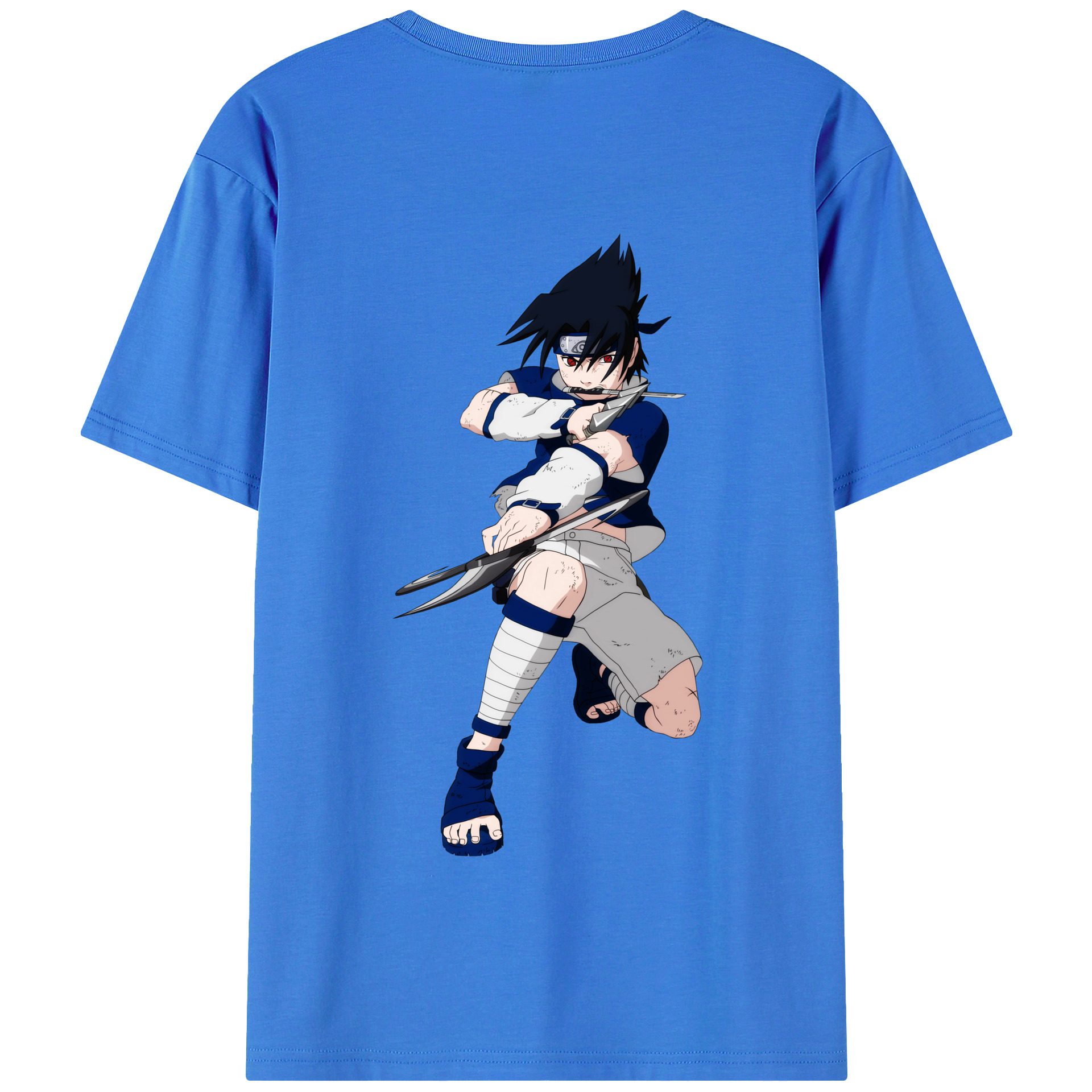 （画像用） NARUTO -ナルト- うちは サスケ Uchiha Sasuke 綿100％半袖Tシャツ（背面プリント）