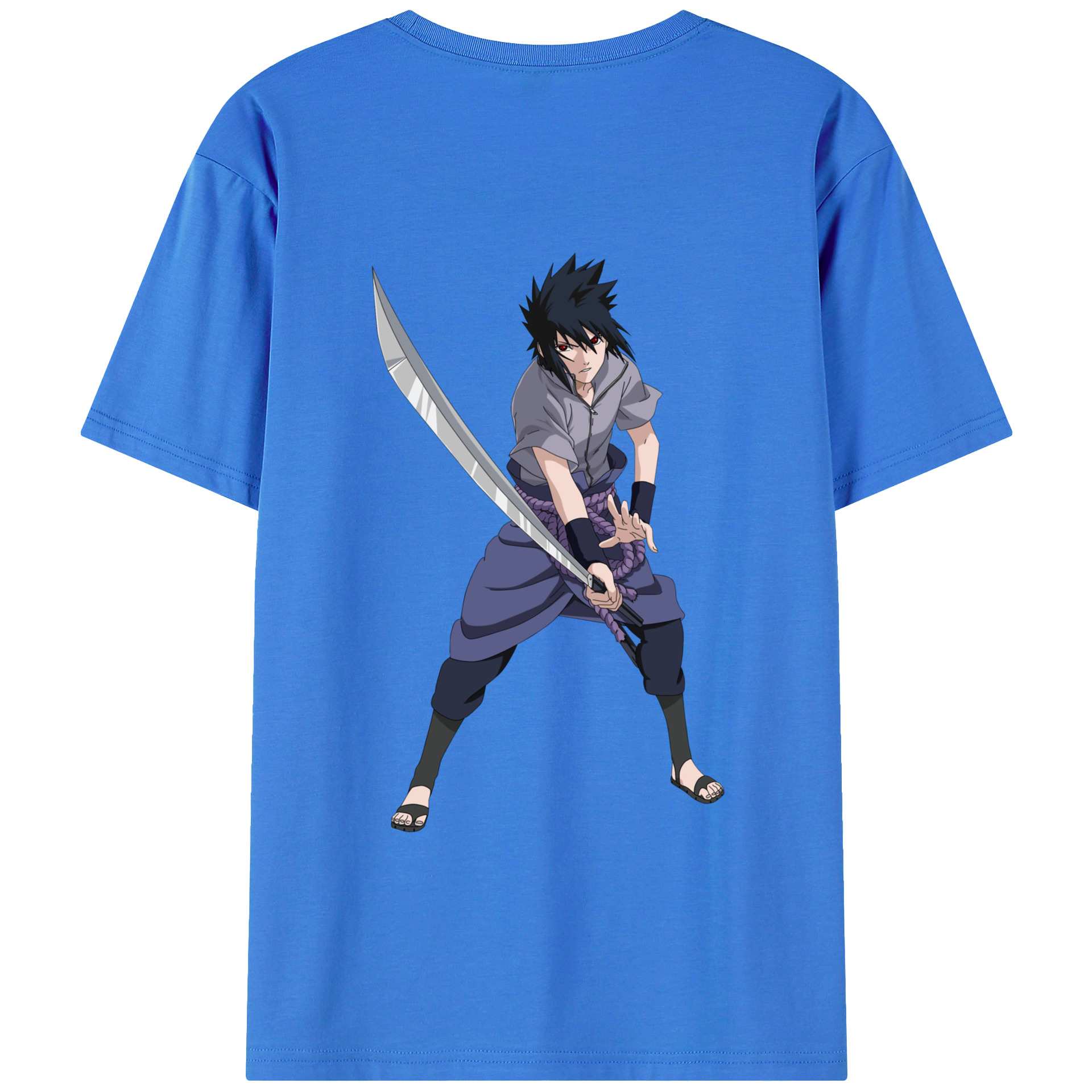 （画像用） NARUTO -ナルト- うちは サスケ Uchiha Sasuke 綿100％半袖Tシャツ（背面プリント）