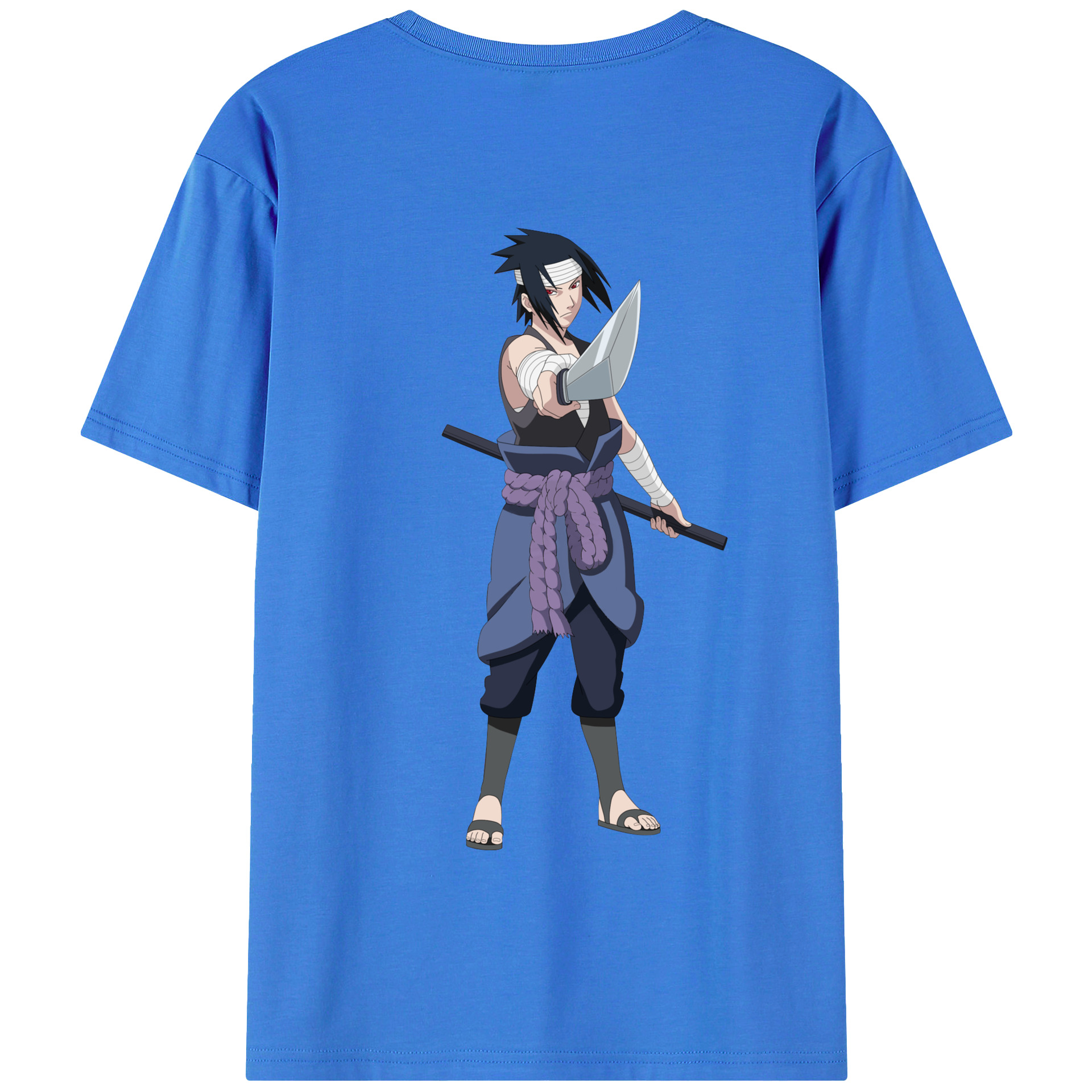 （画像用） NARUTO -ナルト- うちは サスケ Uchiha Sasuke 綿100％半袖Tシャツ（背面プリント）