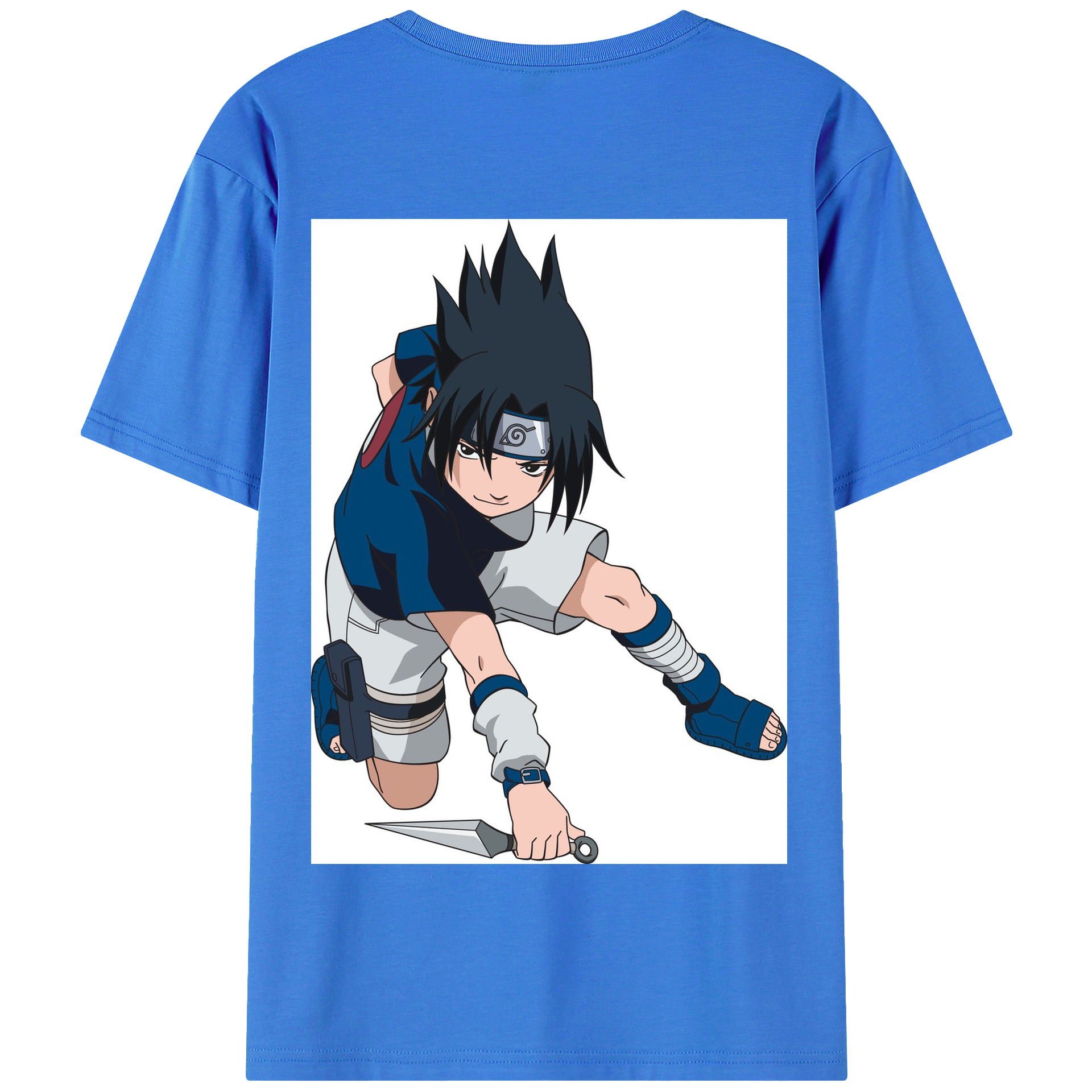 （画像用） NARUTO -ナルト- うちは サスケ Uchiha Sasuke 綿100％半袖Tシャツ（背面プリント）