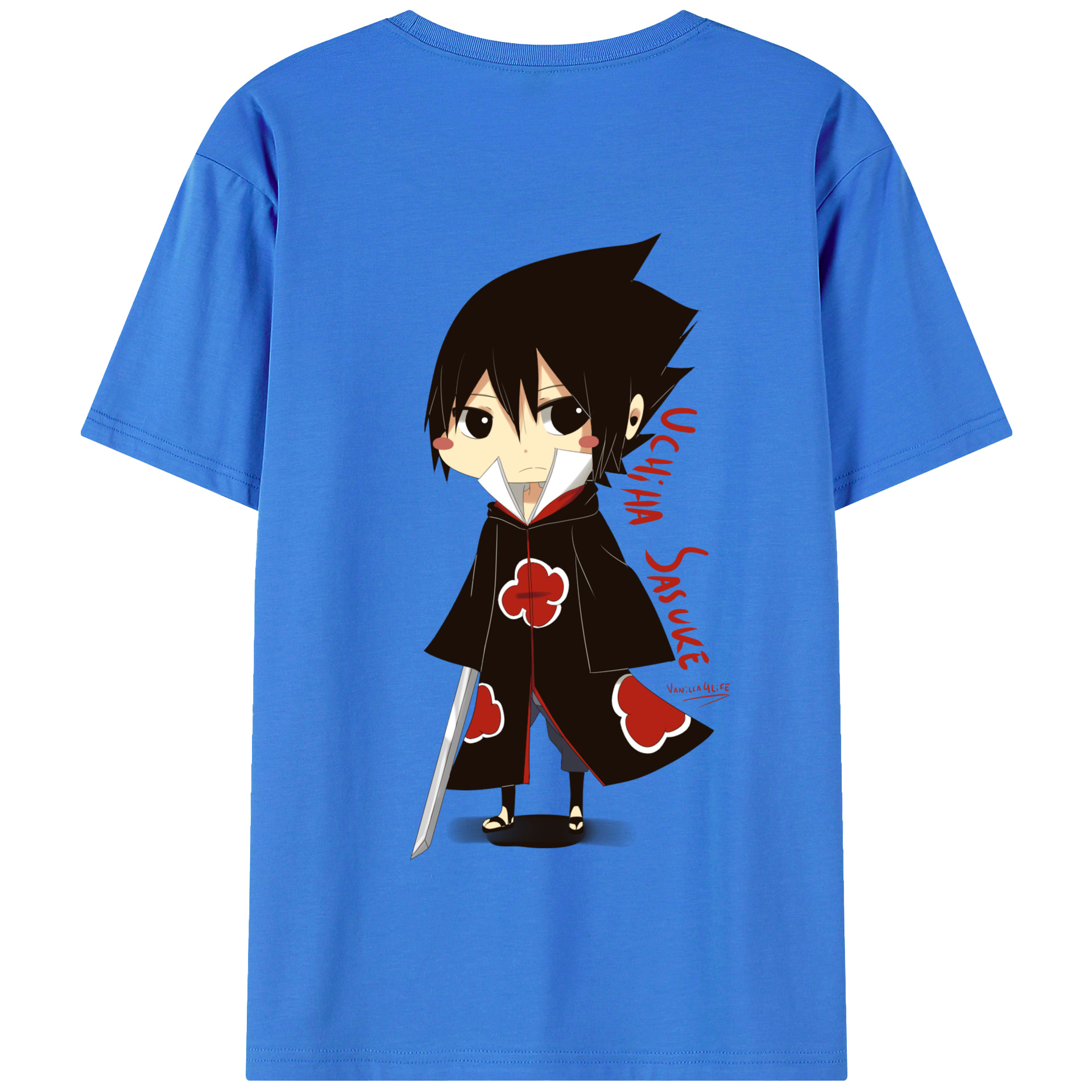 （画像用） NARUTO -ナルト- うちは サスケ Uchiha Sasuke 綿100％半袖Tシャツ（背面プリント）