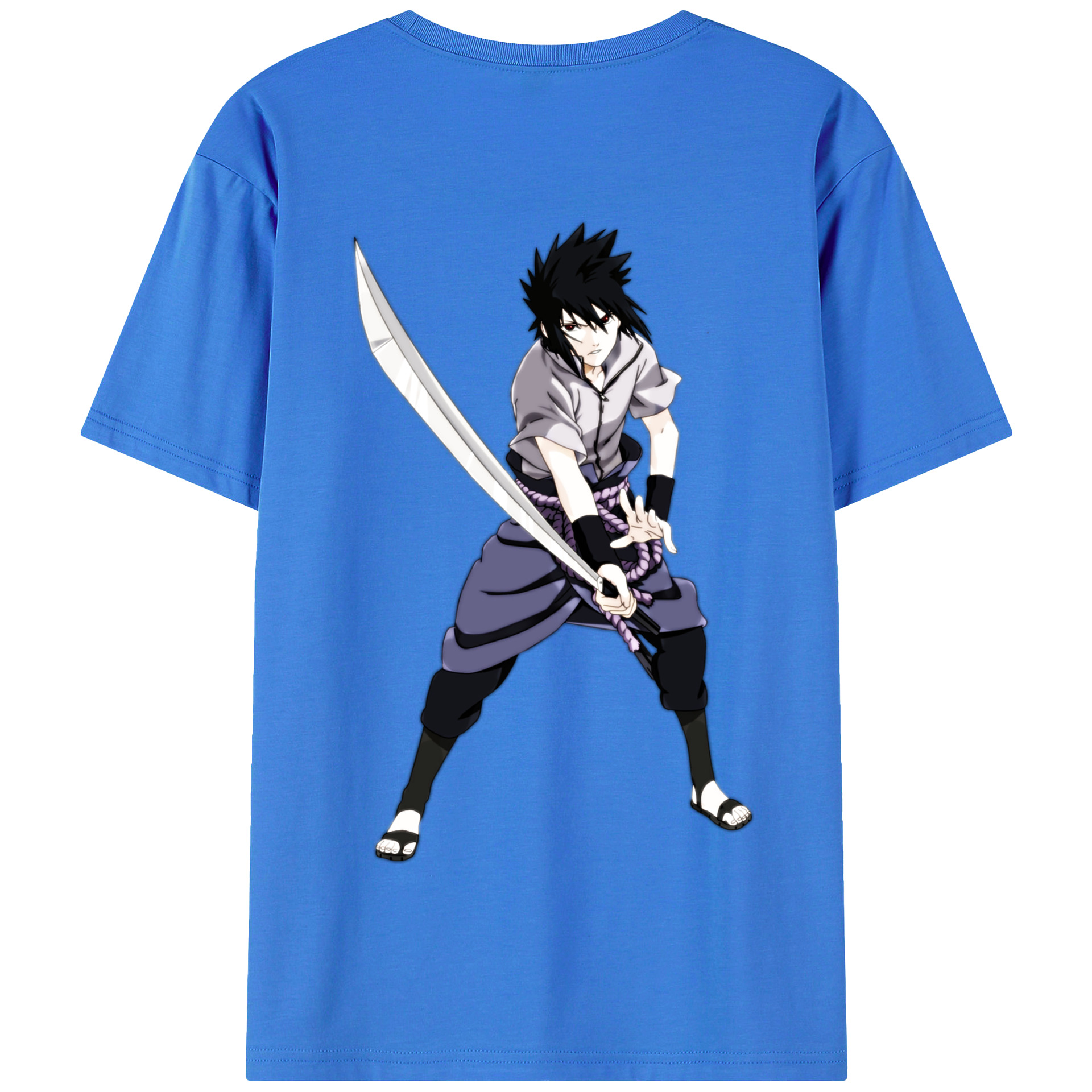 （画像用） NARUTO -ナルト- うちは サスケ Uchiha Sasuke 綿100％半袖Tシャツ（背面プリント）