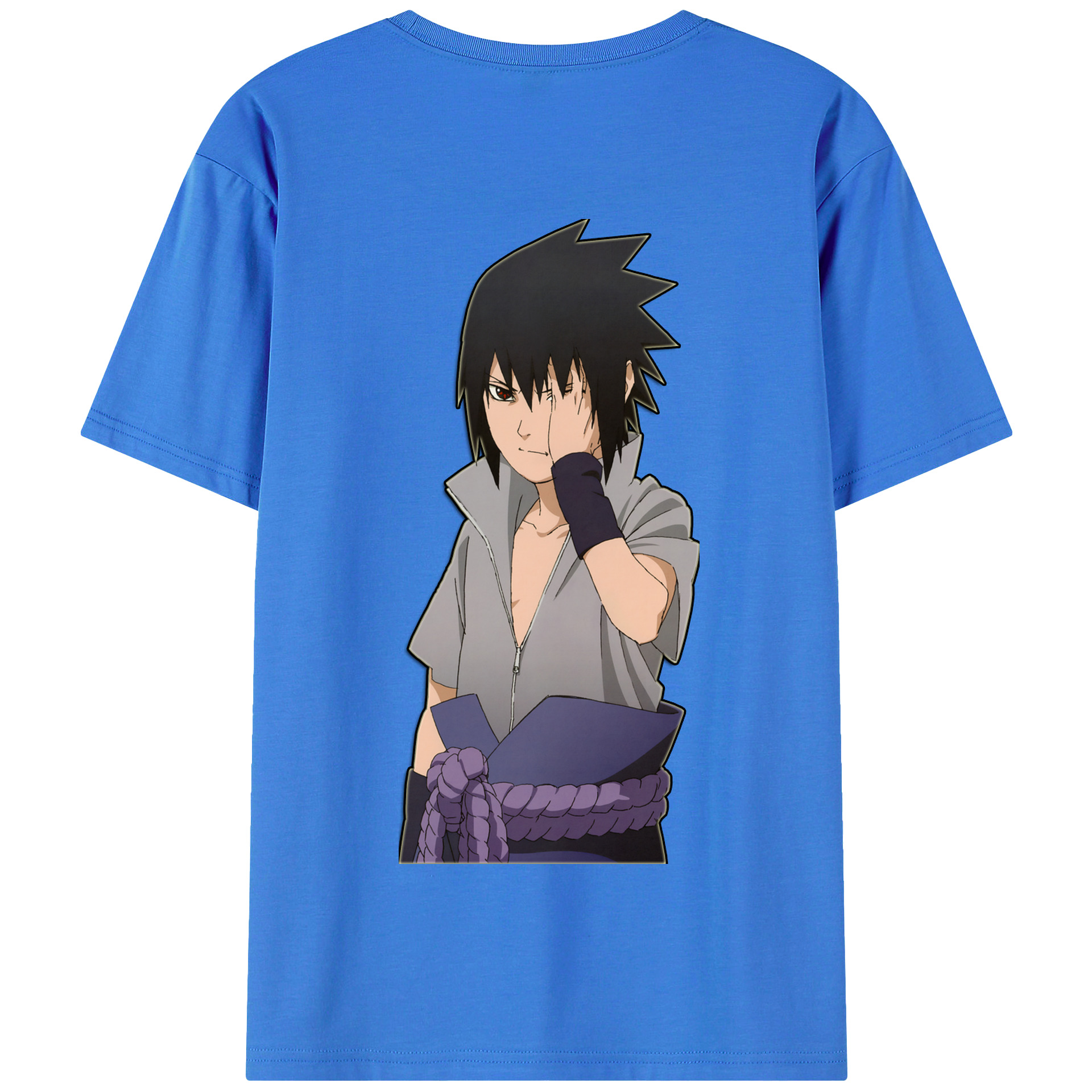 （画像用） NARUTO -ナルト- うちは サスケ Uchiha Sasuke 綿100％半袖Tシャツ（背面プリント）