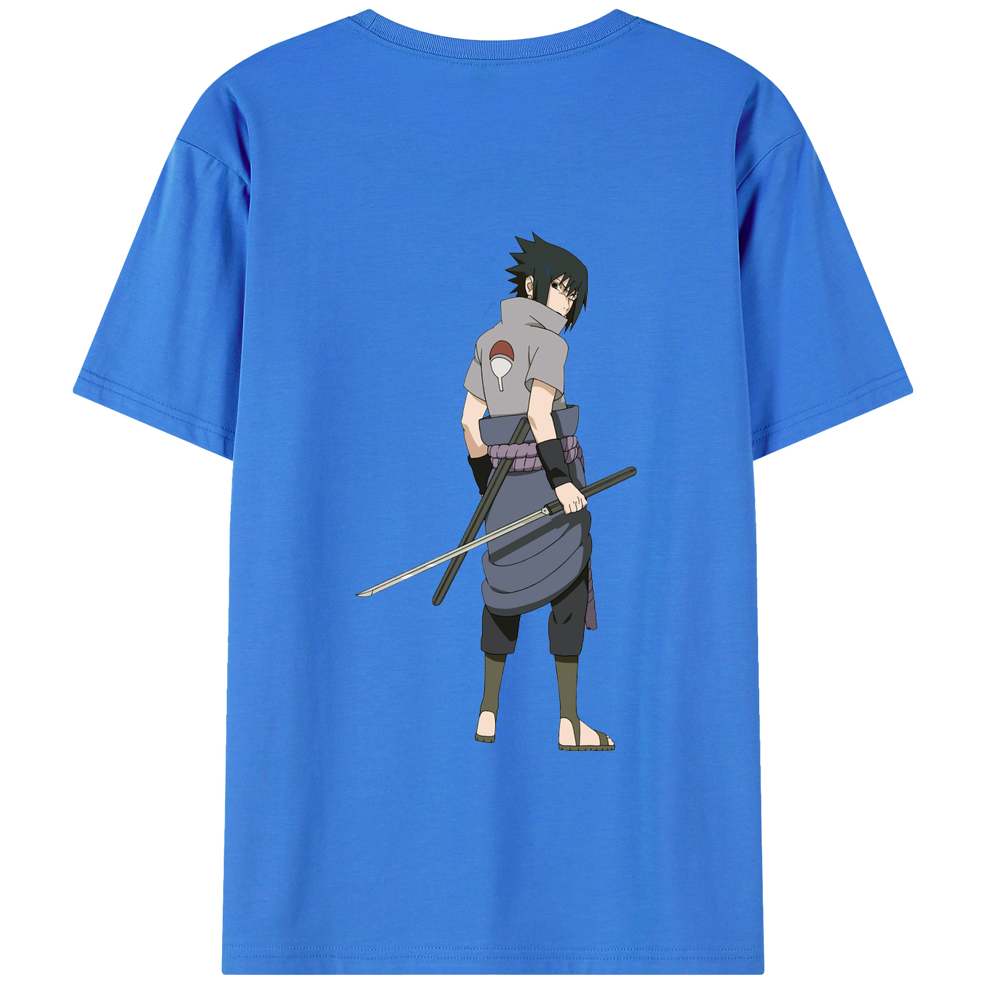 （画像用） NARUTO -ナルト- うちは サスケ Uchiha Sasuke 綿100％半袖Tシャツ（背面プリント）