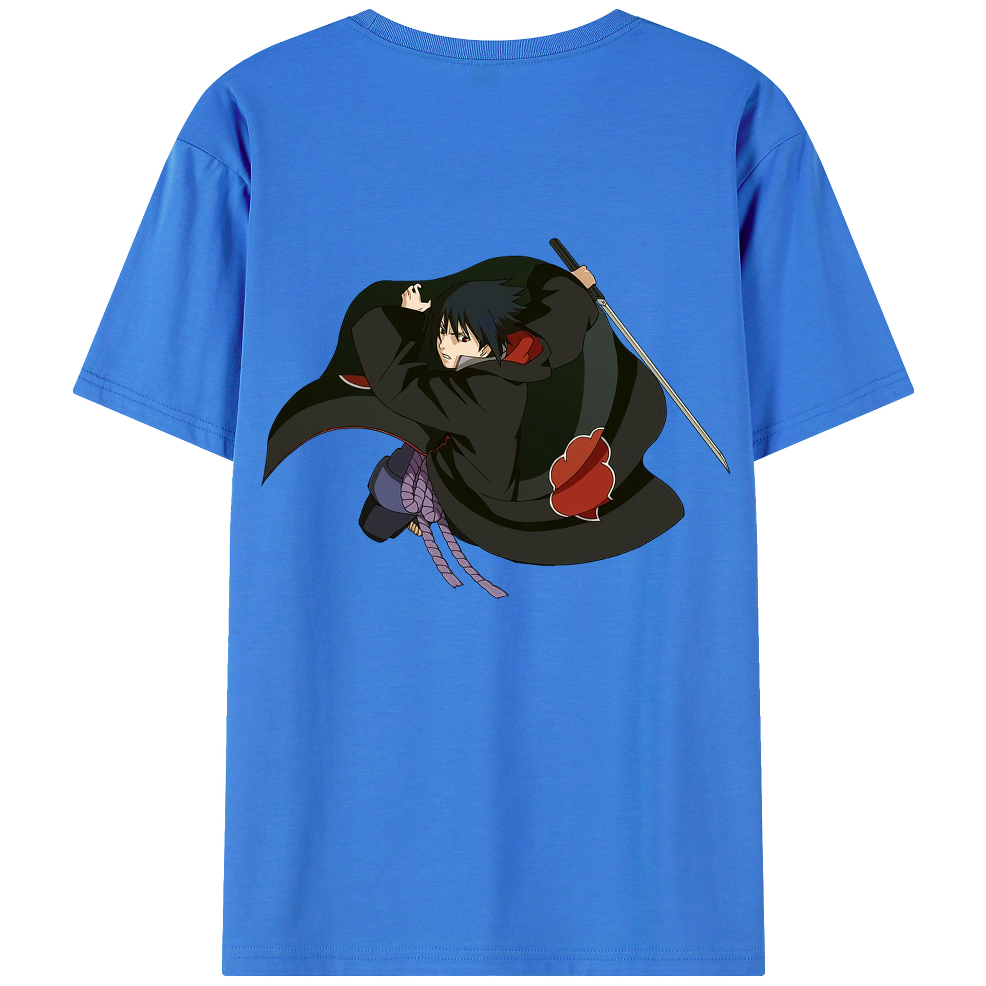 （画像用） NARUTO -ナルト- うちは サスケ Uchiha Sasuke 綿100％半袖Tシャツ（背面プリント）