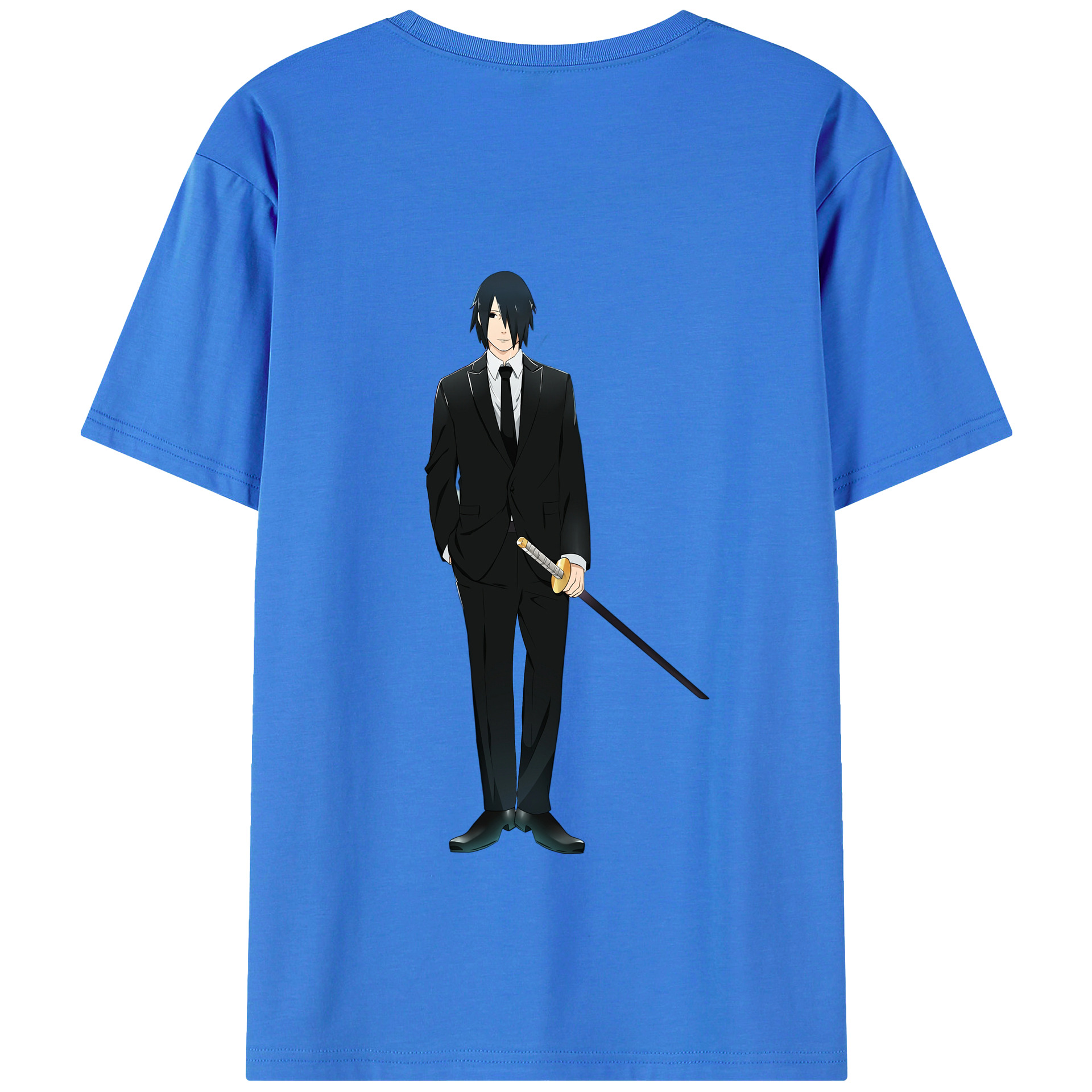 （画像用） NARUTO -ナルト- うちは サスケ Uchiha Sasuke 綿100％半袖Tシャツ（背面プリント）