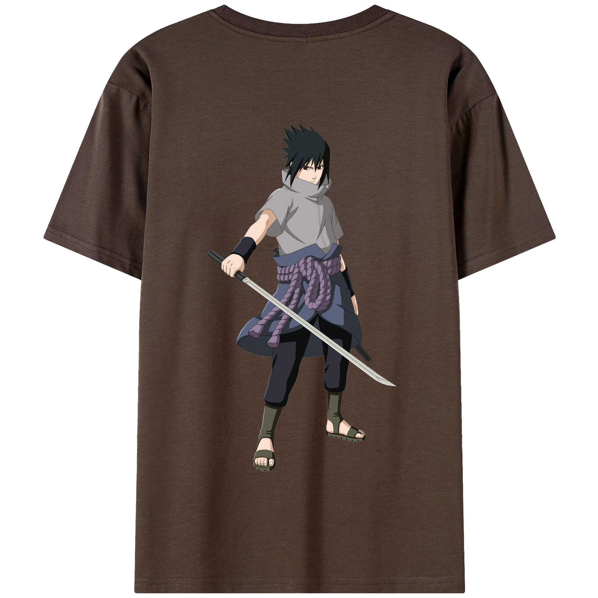 （画像用） NARUTO -ナルト- うちは サスケ Uchiha Sasuke 綿100％半袖Tシャツ（背面プリント）