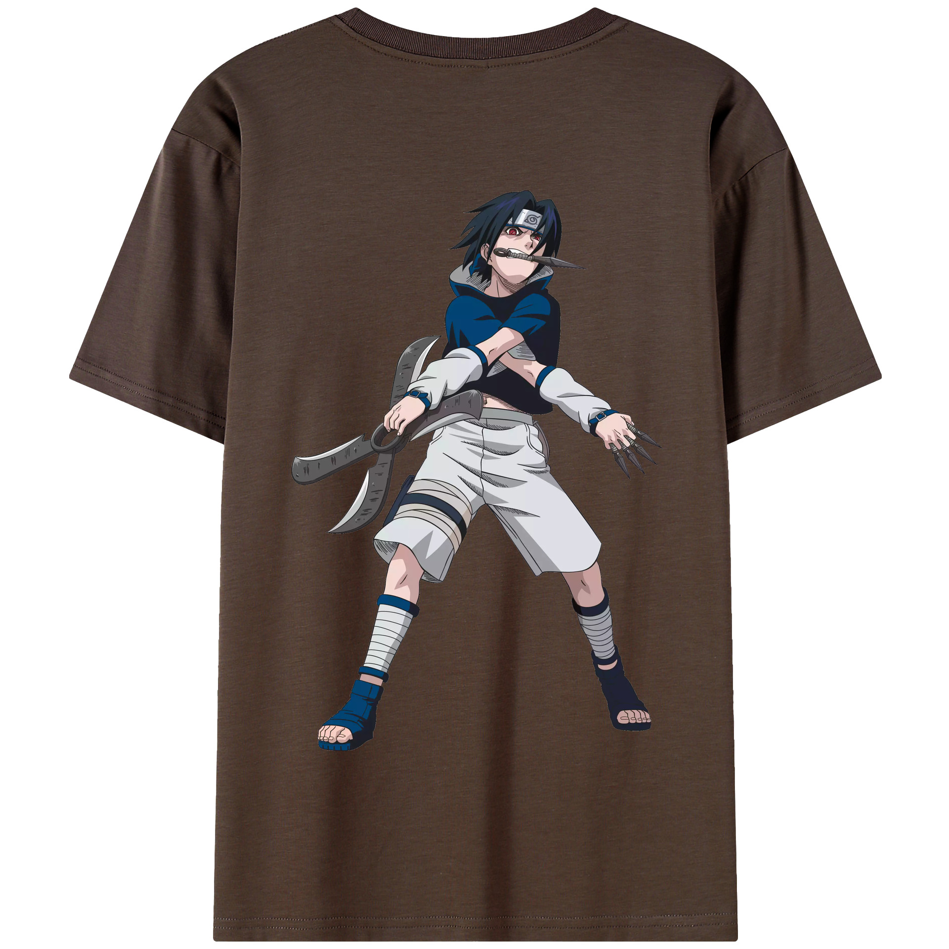 （画像用） NARUTO -ナルト- うちは サスケ Uchiha Sasuke 綿100％半袖Tシャツ（背面プリント）