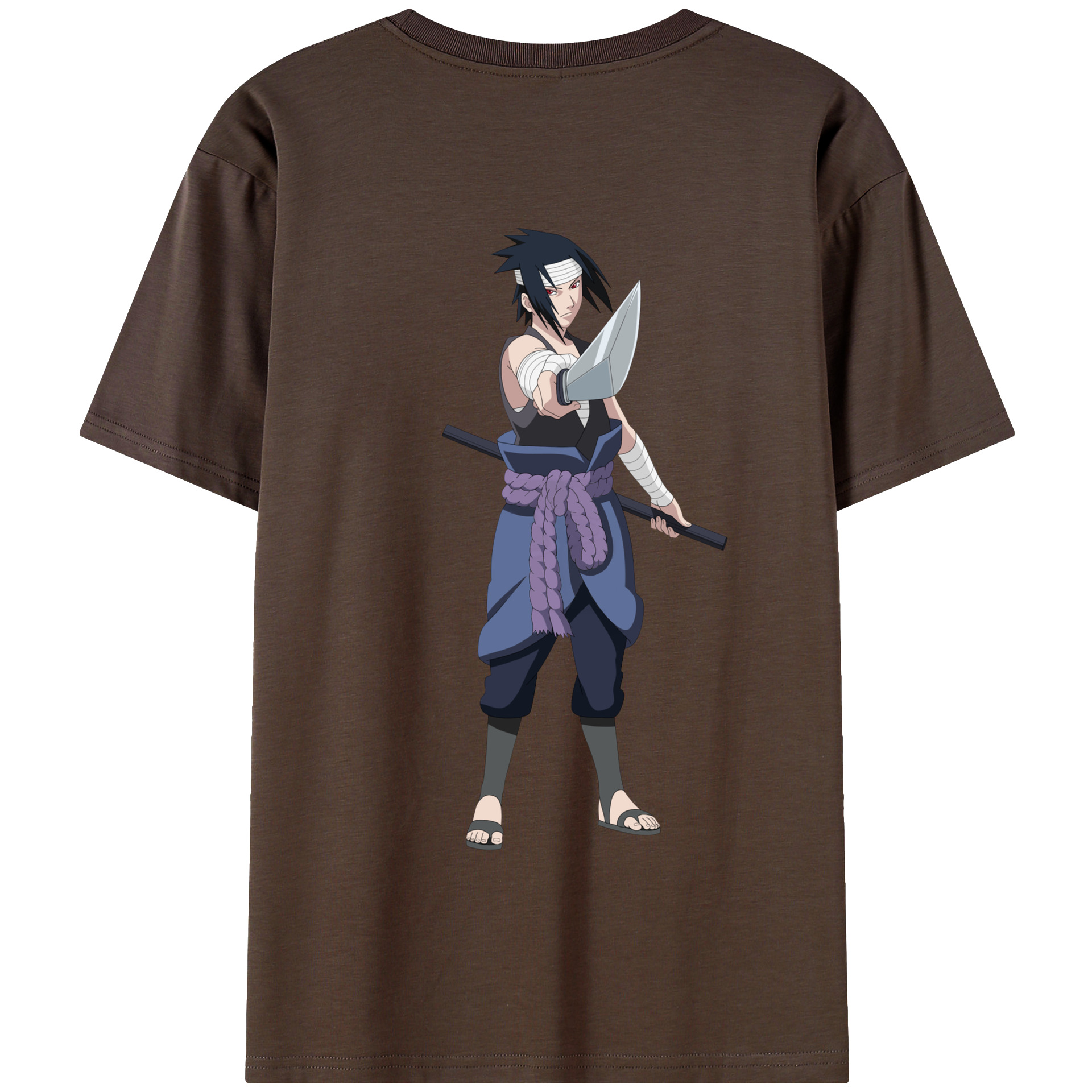 （画像用） NARUTO -ナルト- うちは サスケ Uchiha Sasuke 綿100％半袖Tシャツ（背面プリント）