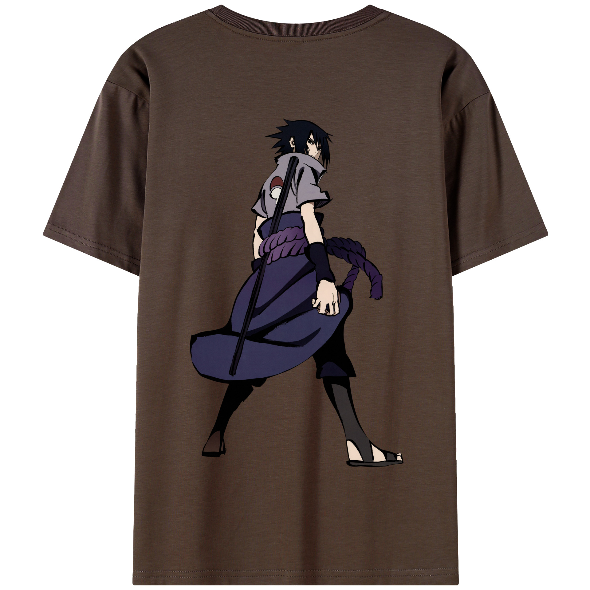 （画像用） NARUTO -ナルト- うちは サスケ Uchiha Sasuke 綿100％半袖Tシャツ（背面プリント）
