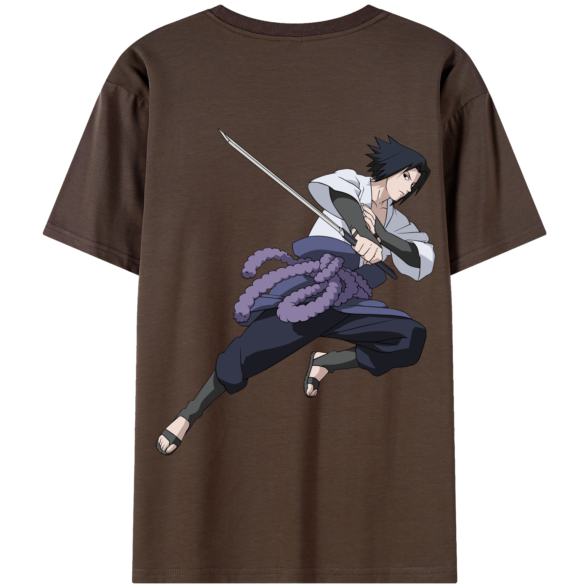 （画像用） NARUTO -ナルト- うちは サスケ Uchiha Sasuke 綿100％半袖Tシャツ（背面プリント）