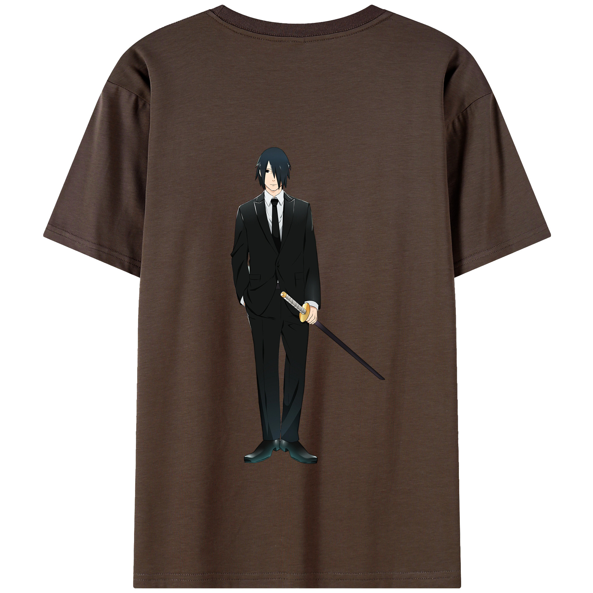 （画像用） NARUTO -ナルト- うちは サスケ Uchiha Sasuke 綿100％半袖Tシャツ（背面プリント）