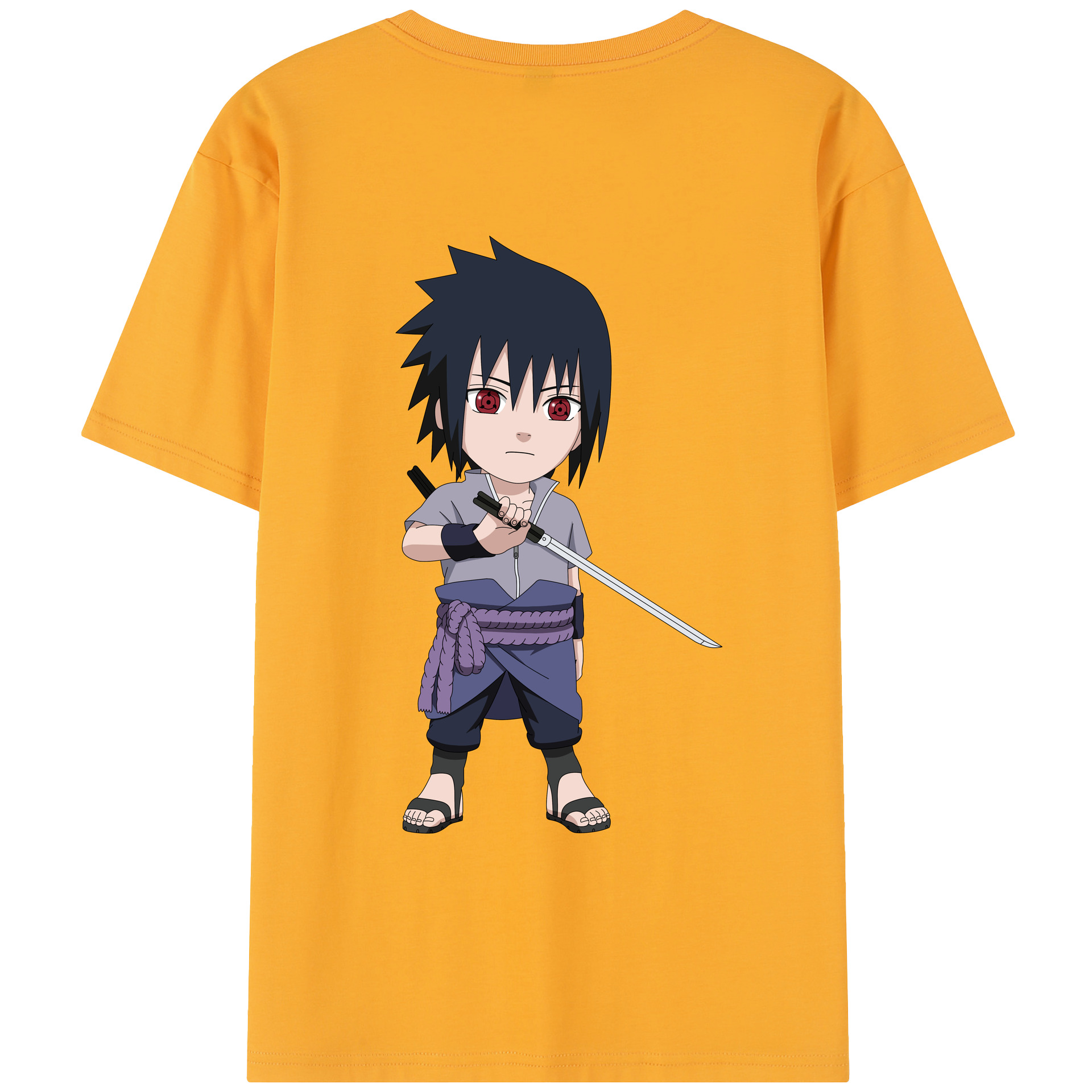 （画像用） NARUTO -ナルト- うちは サスケ Uchiha Sasuke 綿100％半袖Tシャツ（背面プリント）