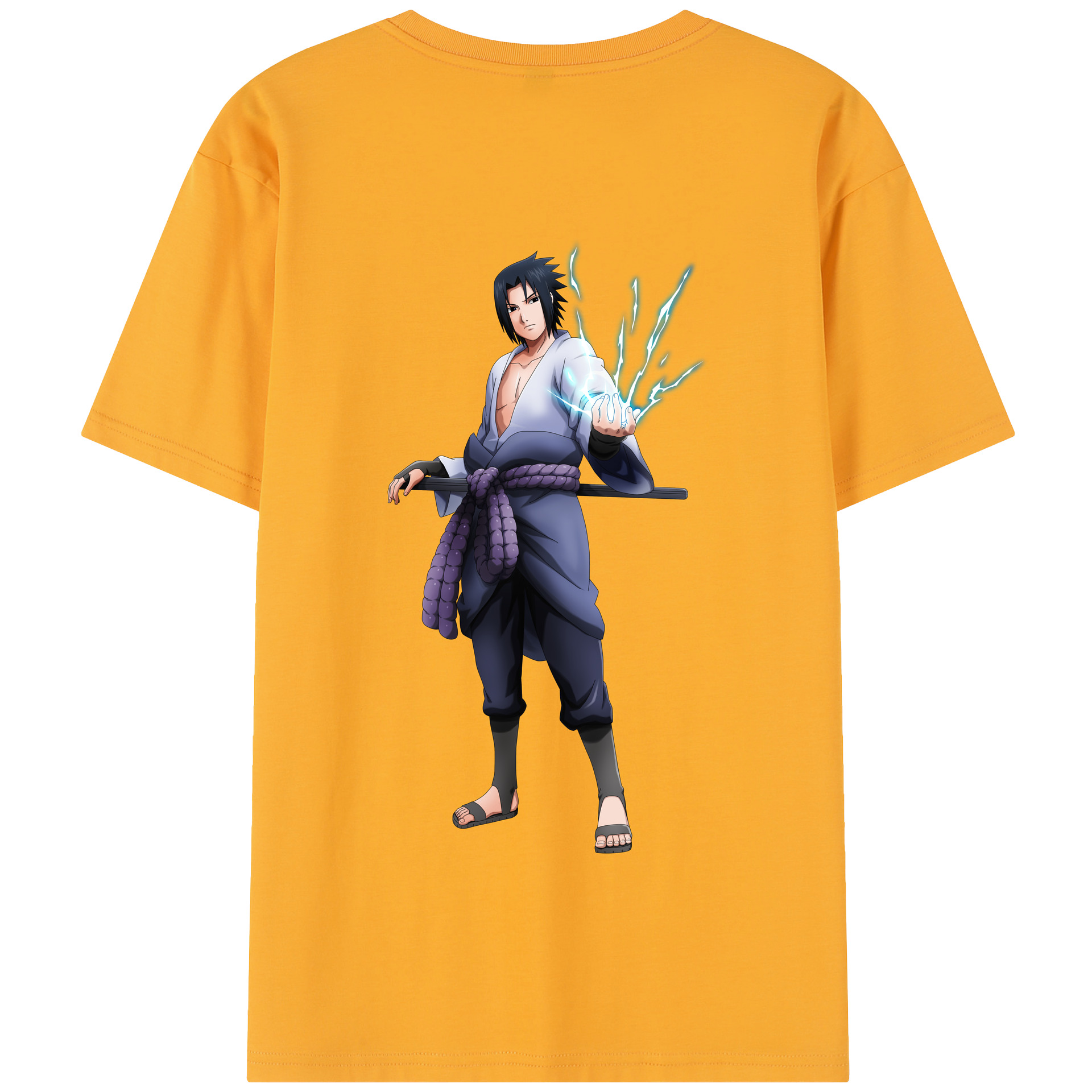 （画像用） NARUTO -ナルト- うちは サスケ Uchiha Sasuke 綿100％半袖Tシャツ（背面プリント）