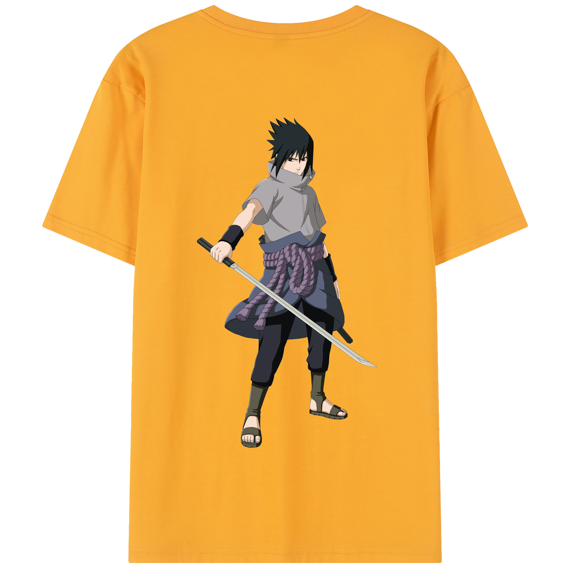 （画像用） NARUTO -ナルト- うちは サスケ Uchiha Sasuke 綿100％半袖Tシャツ（背面プリント）