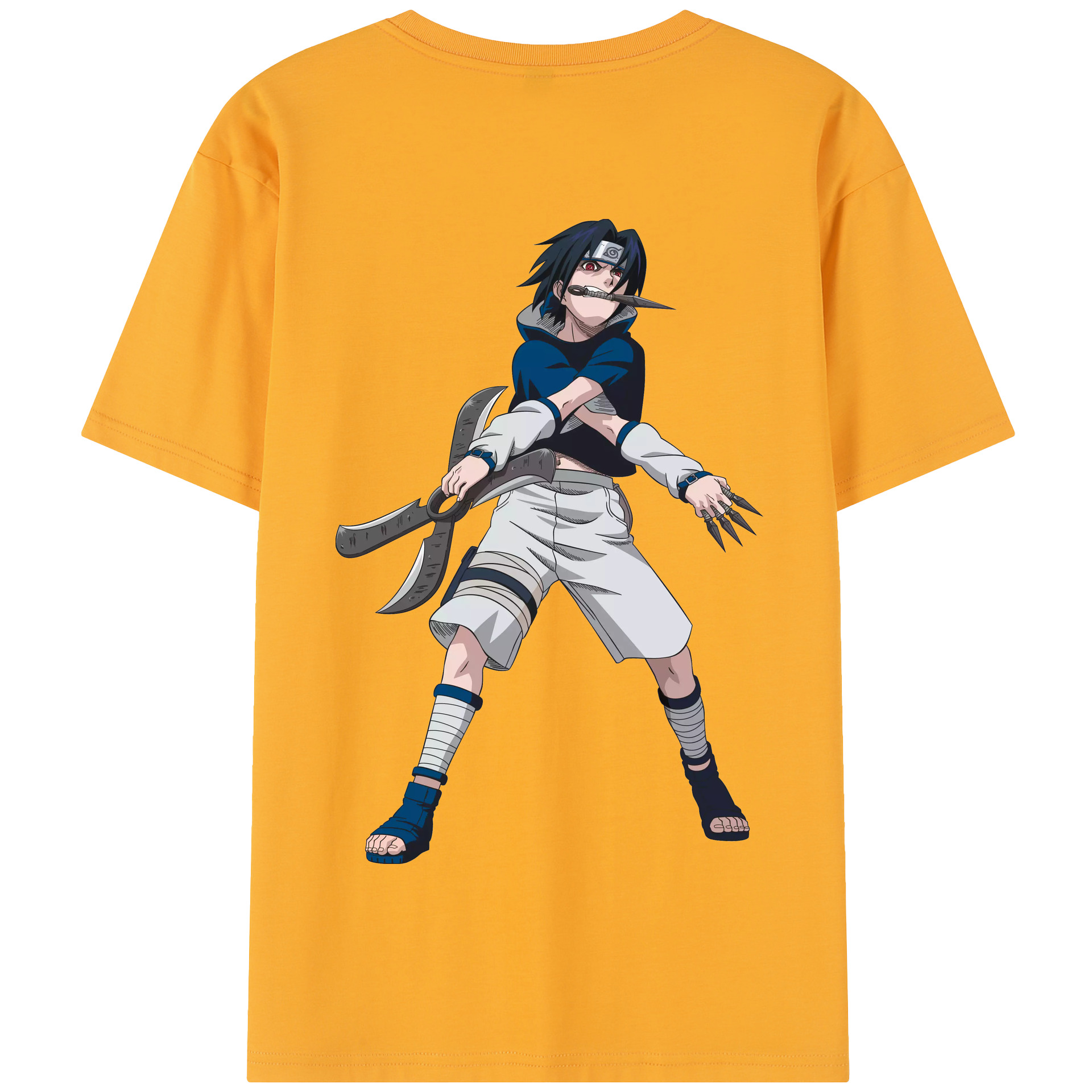 （画像用） NARUTO -ナルト- うちは サスケ Uchiha Sasuke 綿100％半袖Tシャツ（背面プリント）