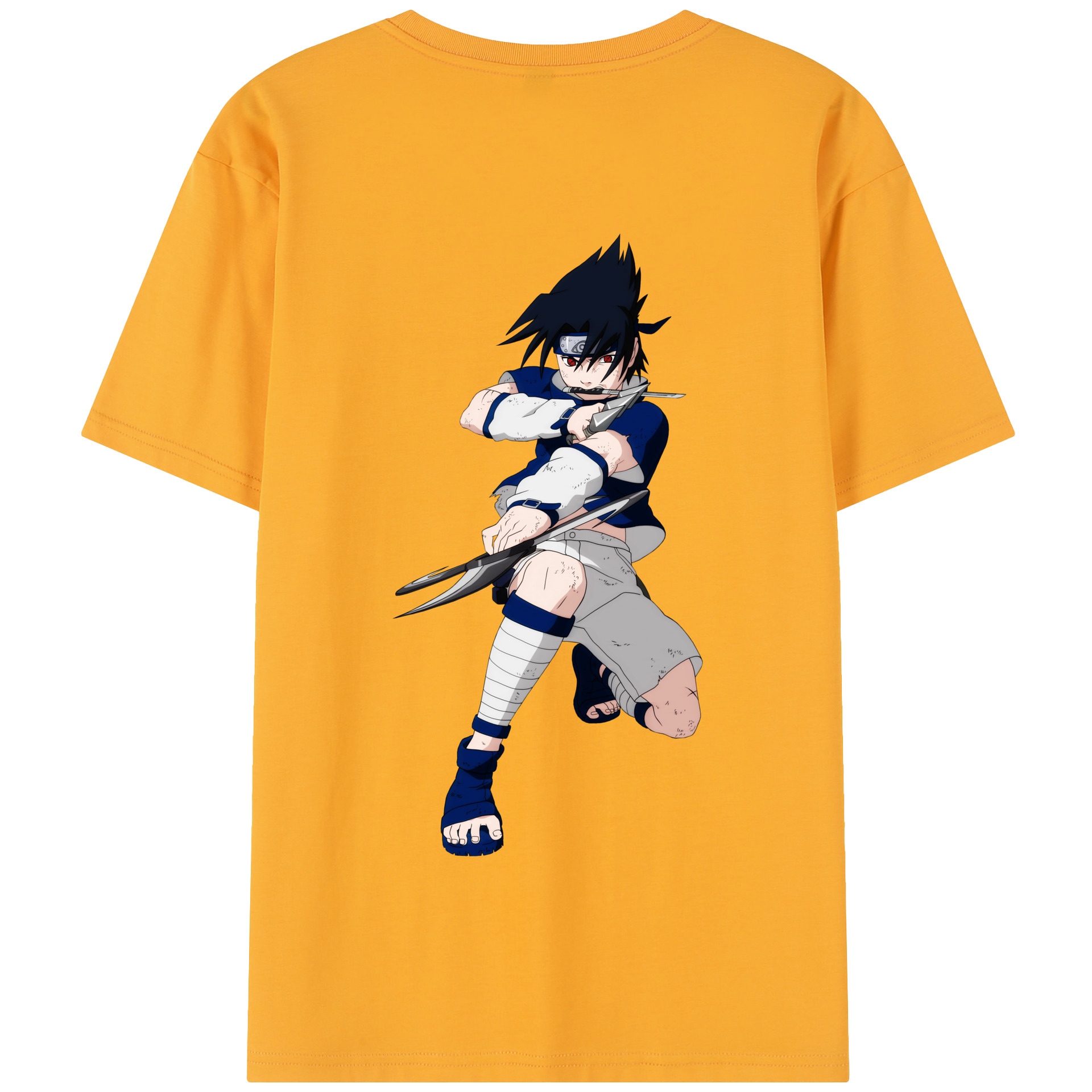 （画像用） NARUTO -ナルト- うちは サスケ Uchiha Sasuke 綿100％半袖Tシャツ（背面プリント）