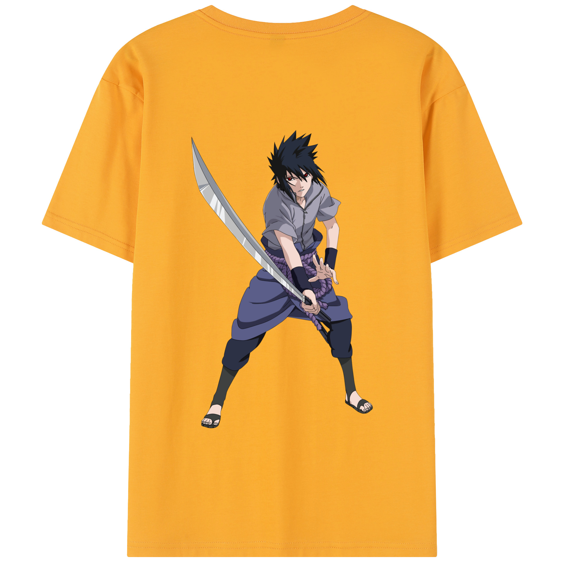 （画像用） NARUTO -ナルト- うちは サスケ Uchiha Sasuke 綿100％半袖Tシャツ（背面プリント）