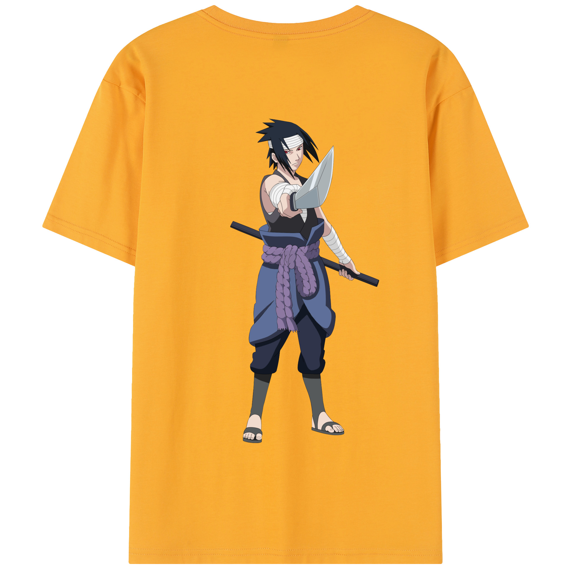 （画像用） NARUTO -ナルト- うちは サスケ Uchiha Sasuke 綿100％半袖Tシャツ（背面プリント）