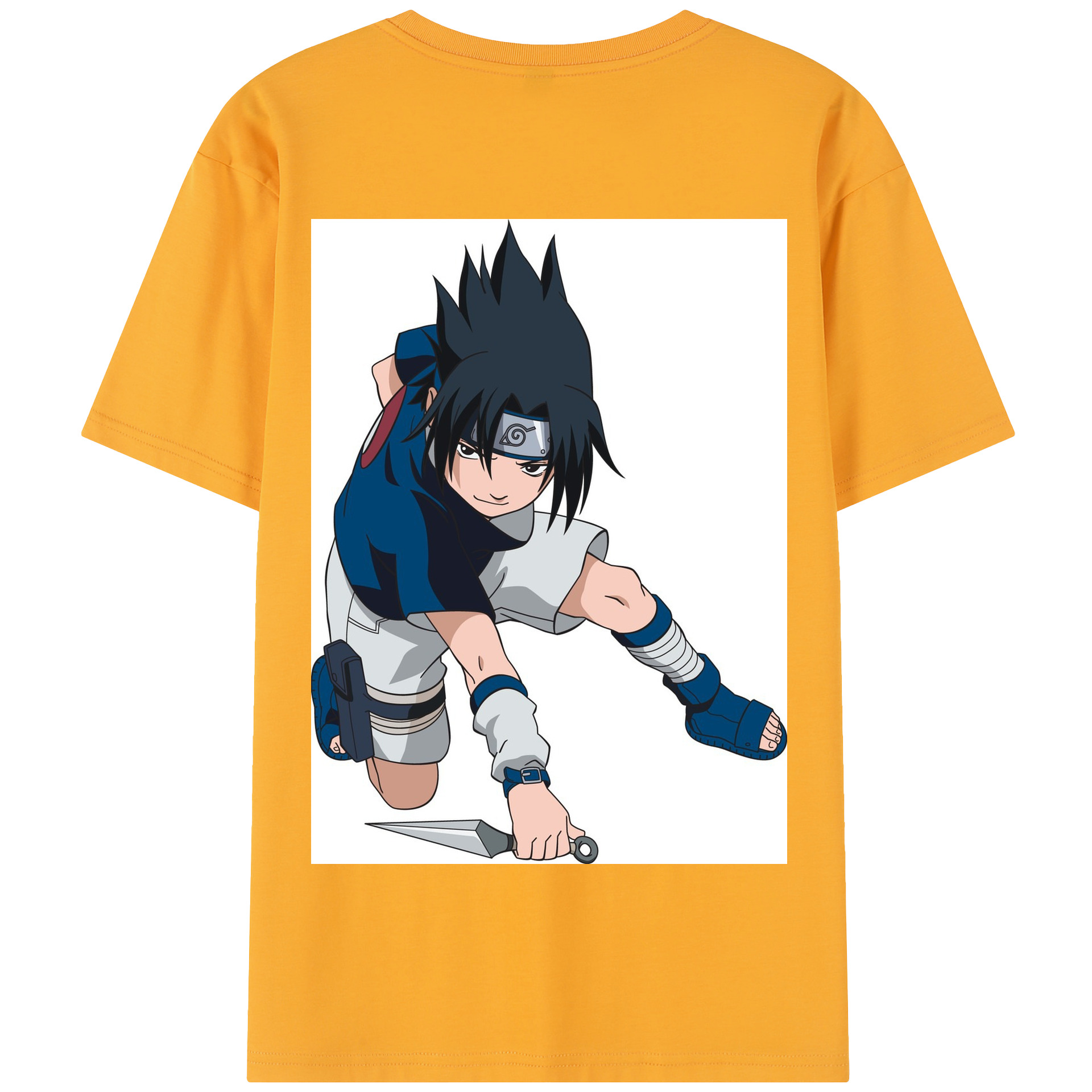 （画像用） NARUTO -ナルト- うちは サスケ Uchiha Sasuke 綿100％半袖Tシャツ（背面プリント）