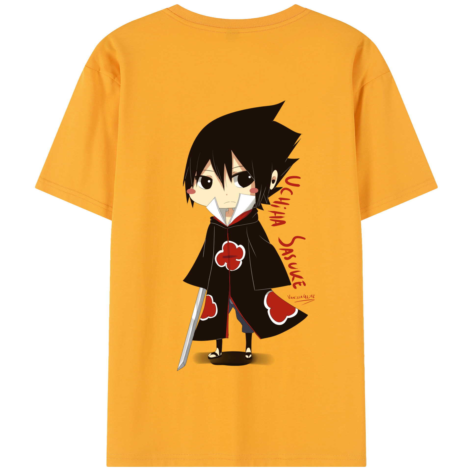 （画像用） NARUTO -ナルト- うちは サスケ Uchiha Sasuke 綿100％半袖Tシャツ（背面プリント）