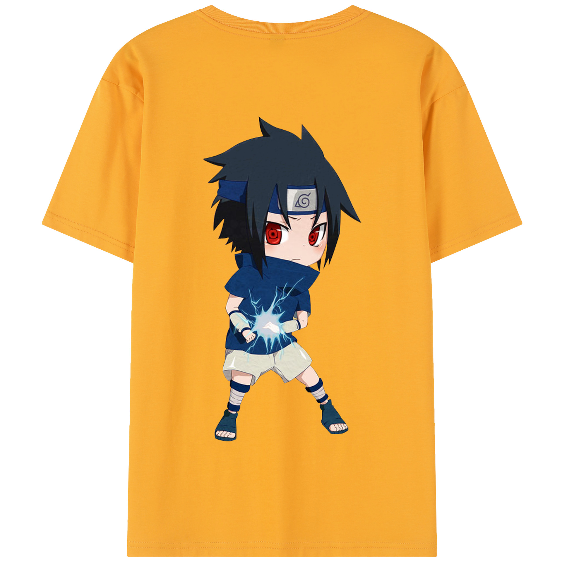 （画像用） NARUTO -ナルト- うちは サスケ Uchiha Sasuke 綿100％半袖Tシャツ（背面プリント）
