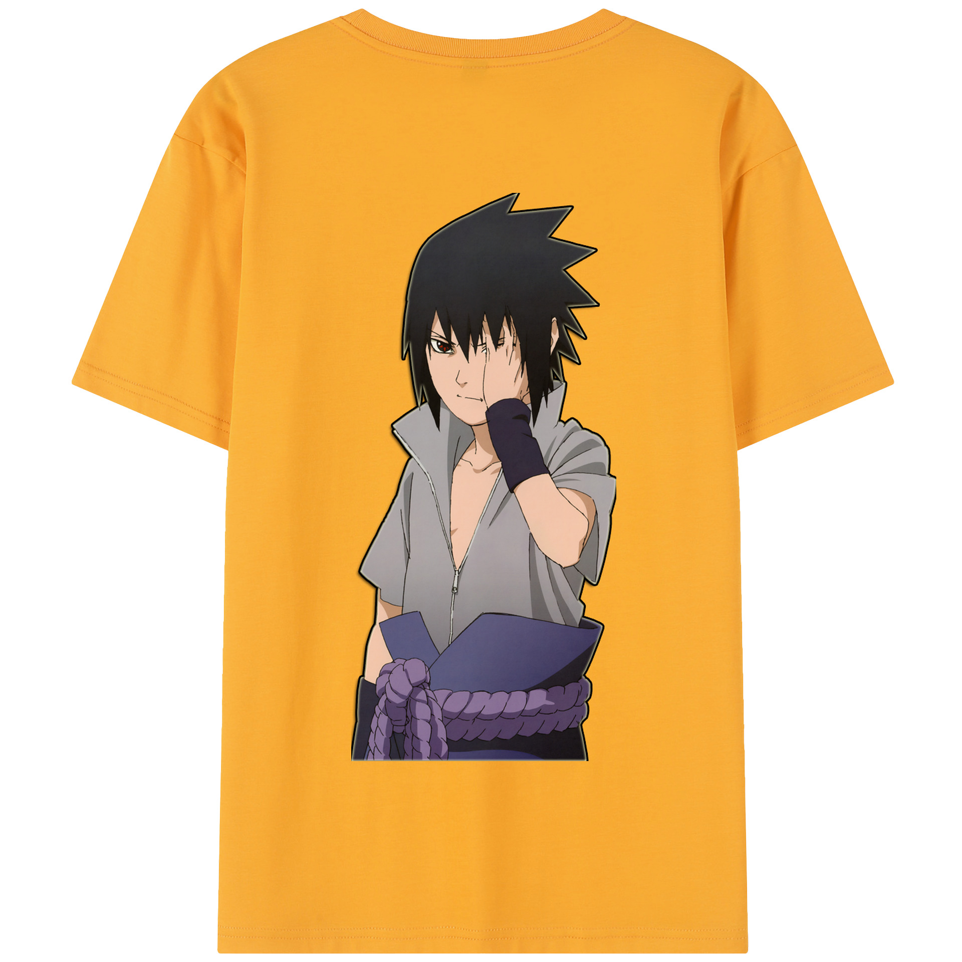 （画像用） NARUTO -ナルト- うちは サスケ Uchiha Sasuke 綿100％半袖Tシャツ（背面プリント）